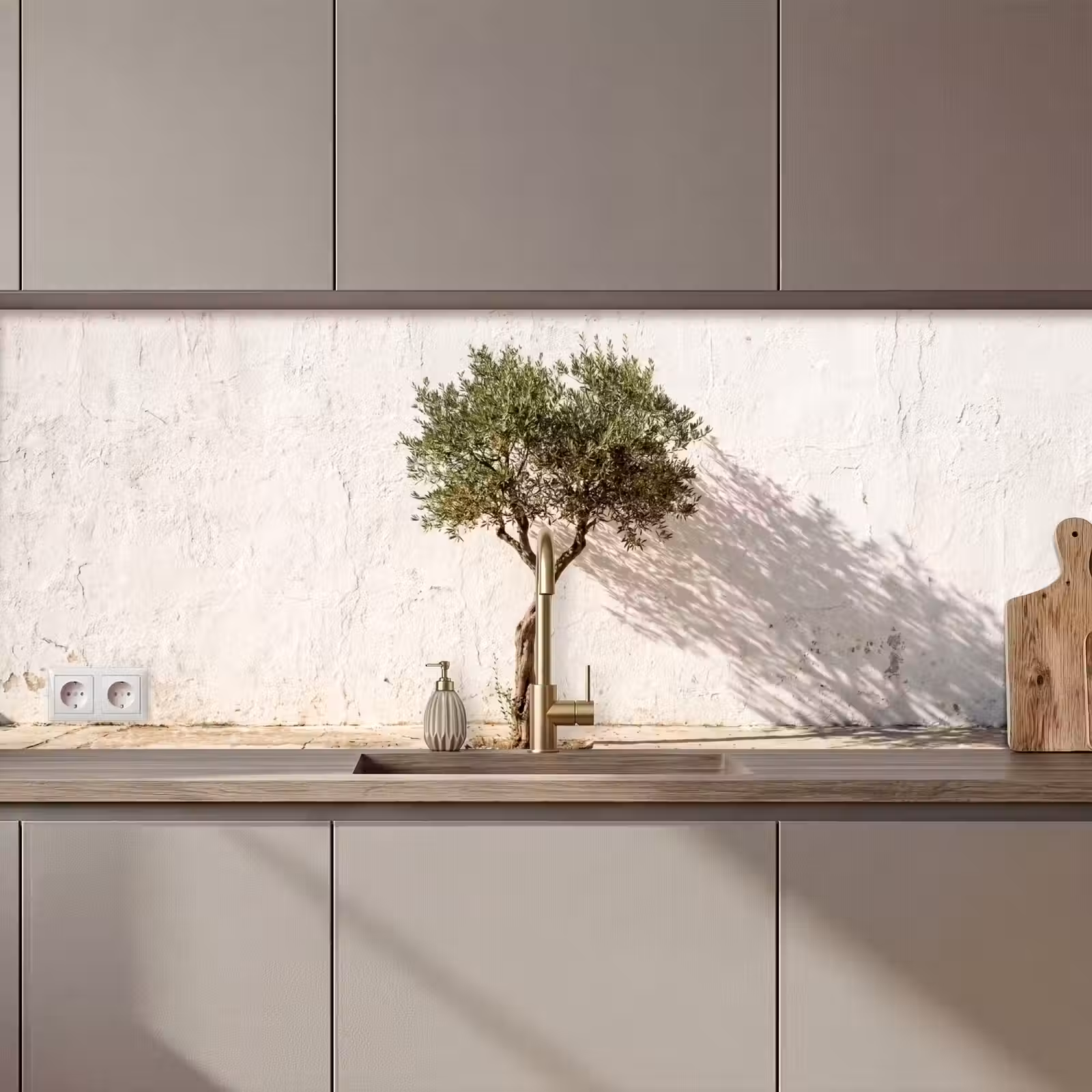 Kitchen Wall Splashback - Olive Tree - Wall - White - Olijfboom - muur - wit keuken achterwand 2 middel zz_3dshopping