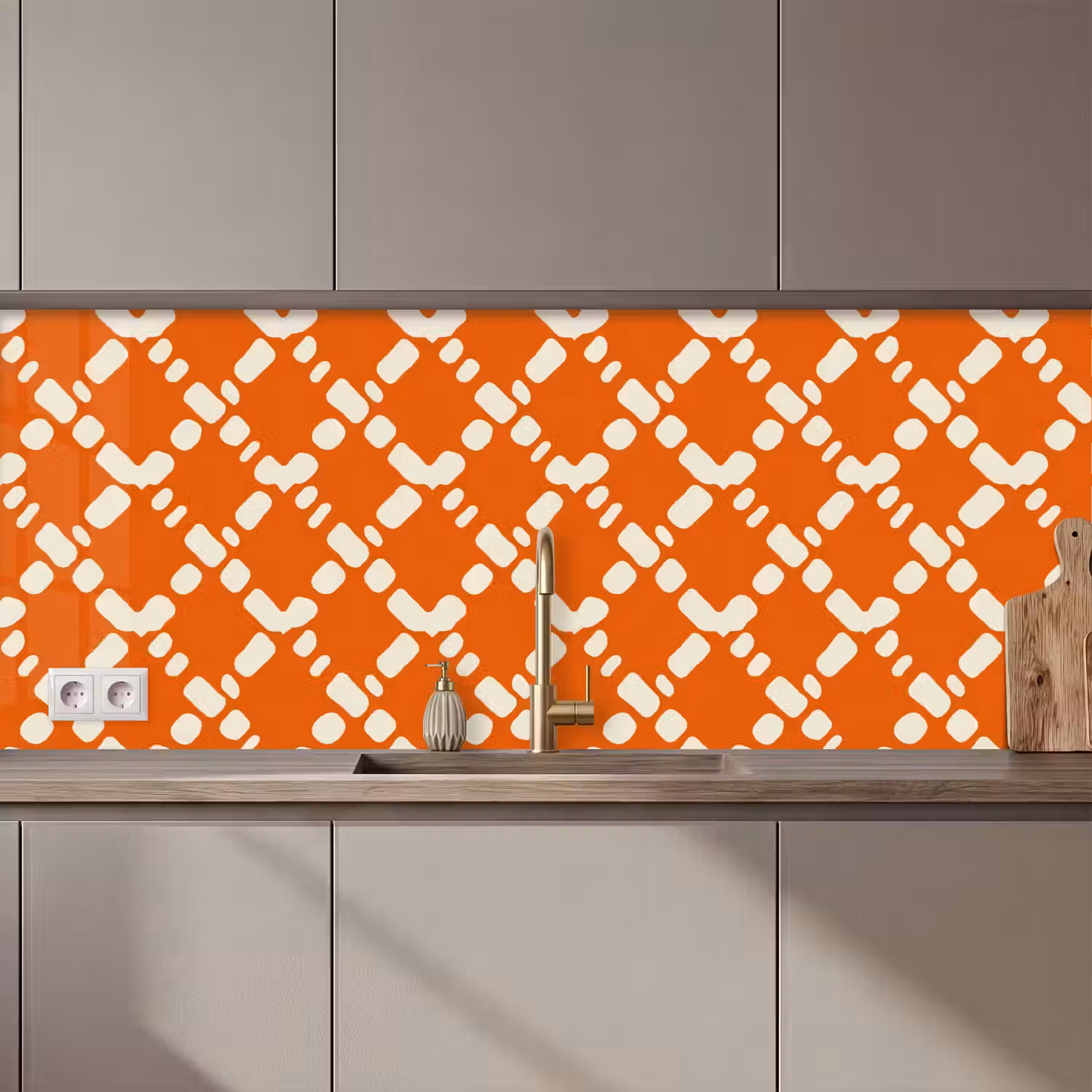 Oranje - Ruitpatroon - Wit keuken achterwand 2 middel 871 zz_3dshopping