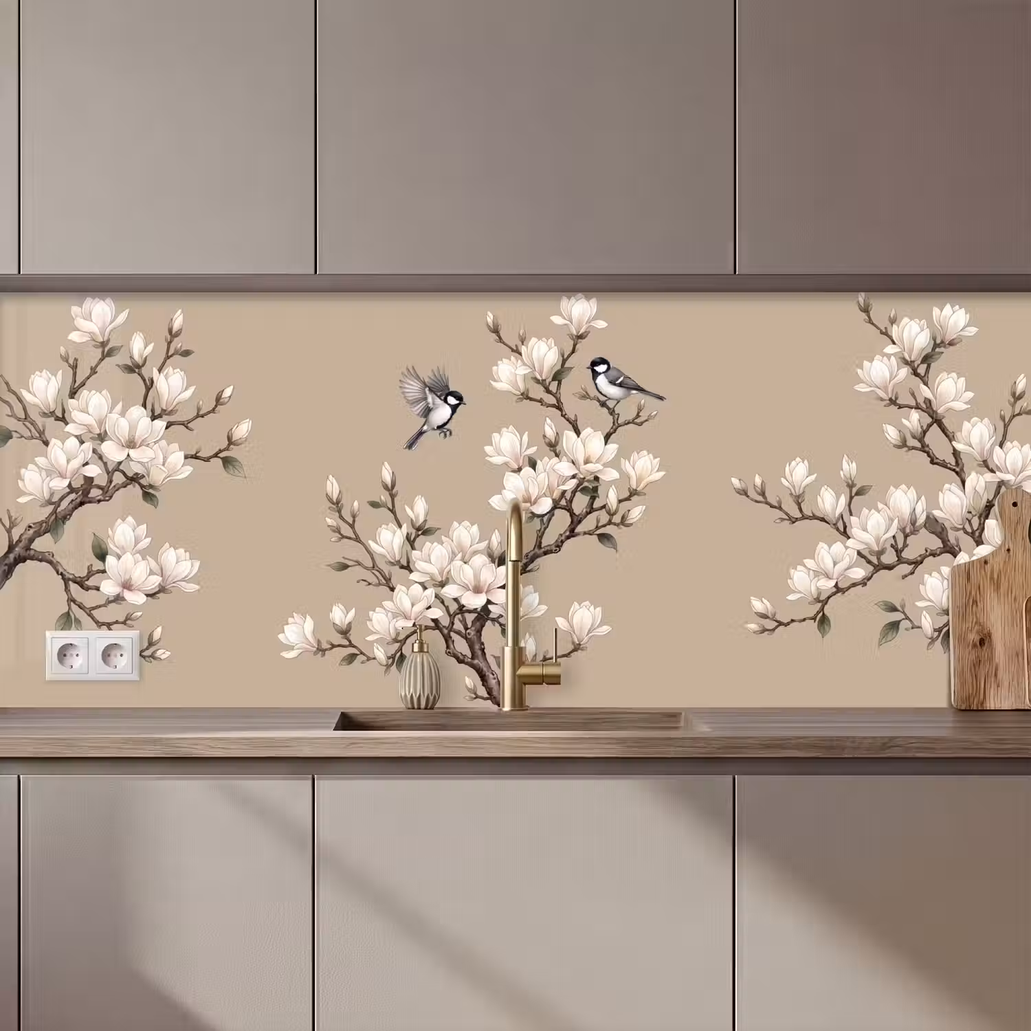 Oosters - Vogels - Beige keuken achterwand 2 middel zz_3dshopping