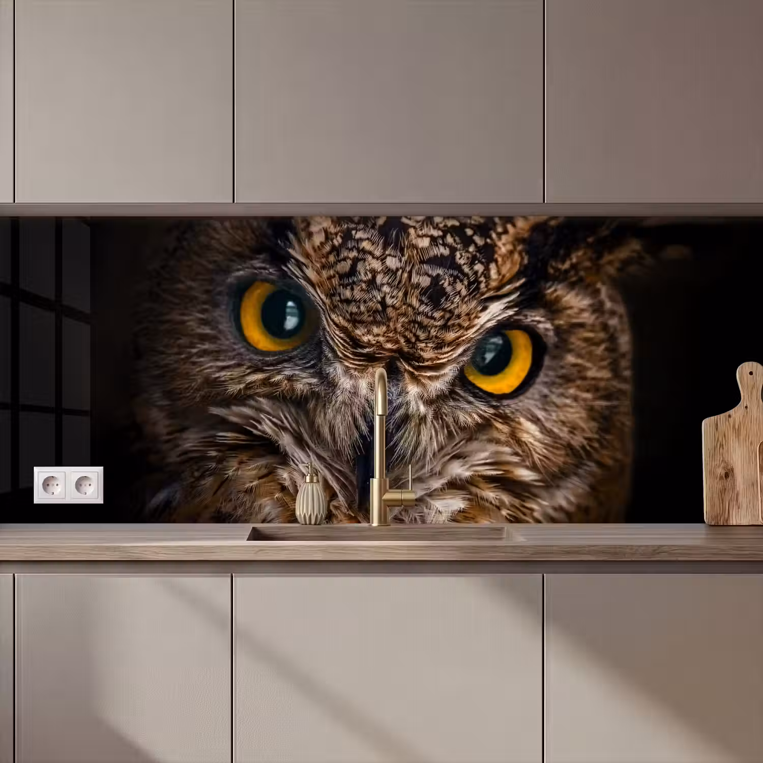 Uil - Dier - Oranje keuken achterwand 2 middel zz_3dshopping