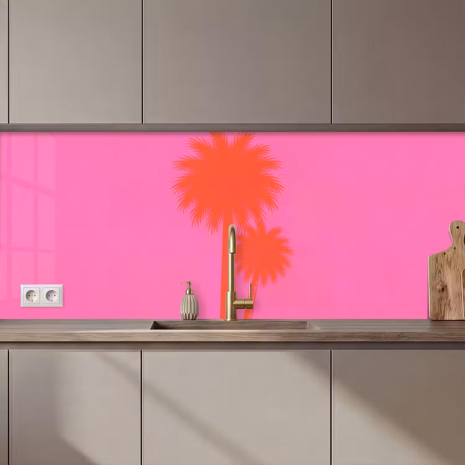 Palmbomen - Modern - Roze keuken achterwand 2 middel zz_3dshopping