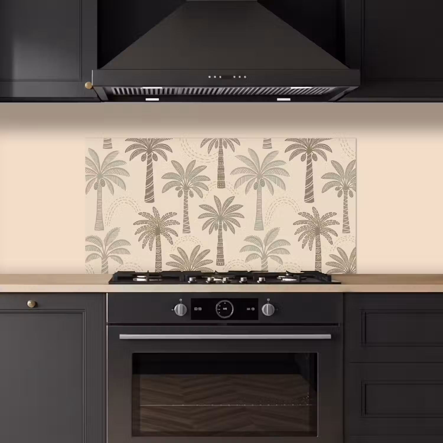 Palmbomen - Patroon - Tropisch - Beige keuken achterwand spatscherm middel -sfeer1