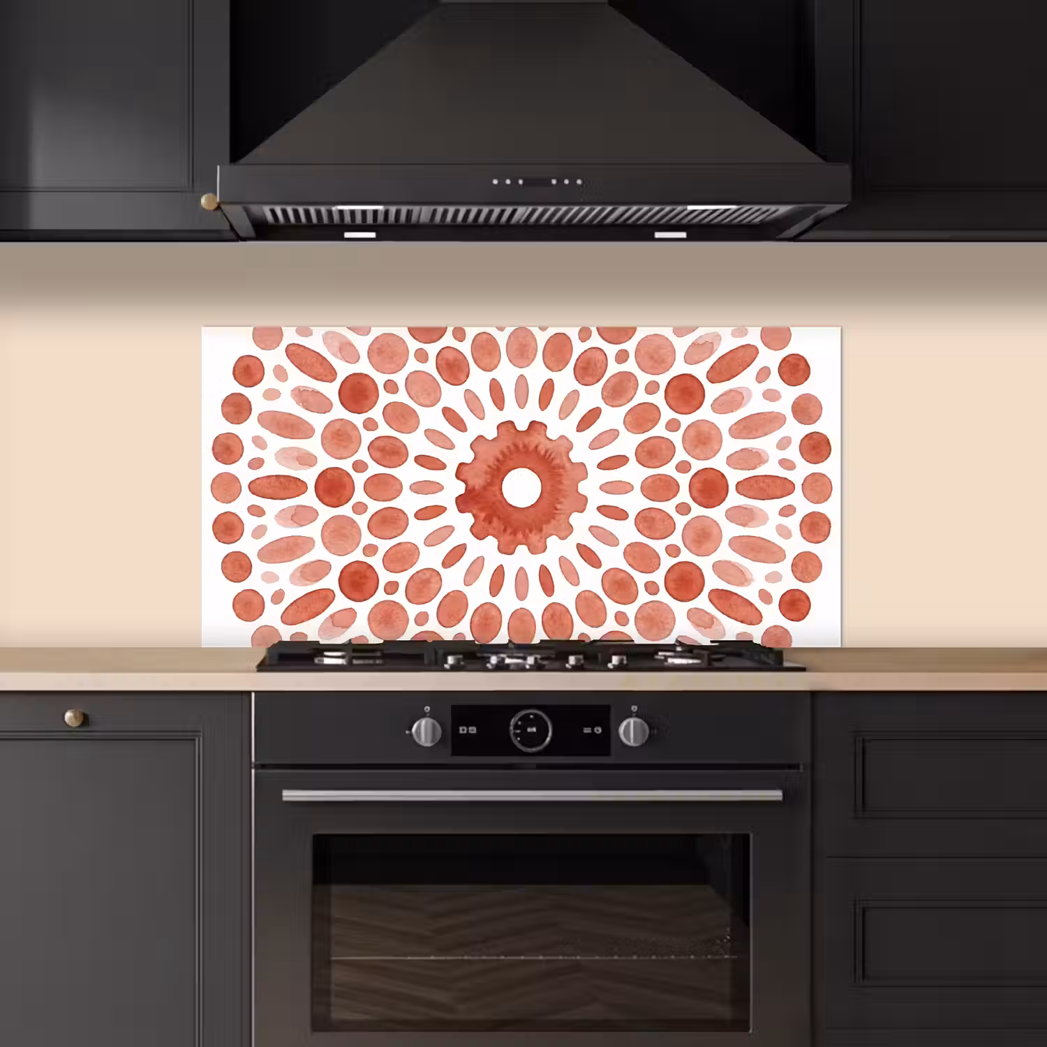 Patroon - Cirkels - Abstract - Modern - Rood keuken achterwand spatscherm middel -sfeer1