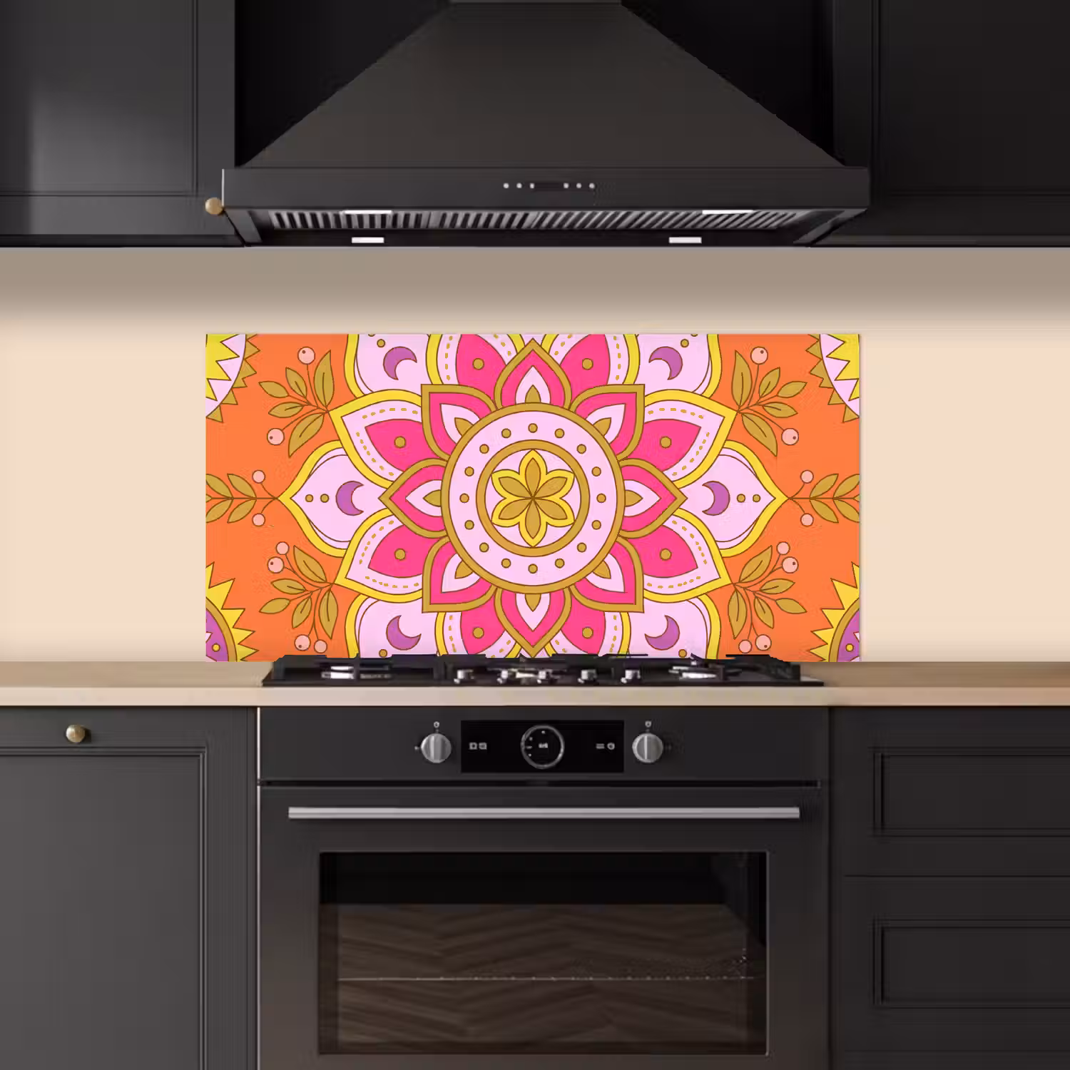 Patroon - Bloemmotief - Decoratie - Abstract - Roze keuken achterwand spatscherm middel -sfeer1