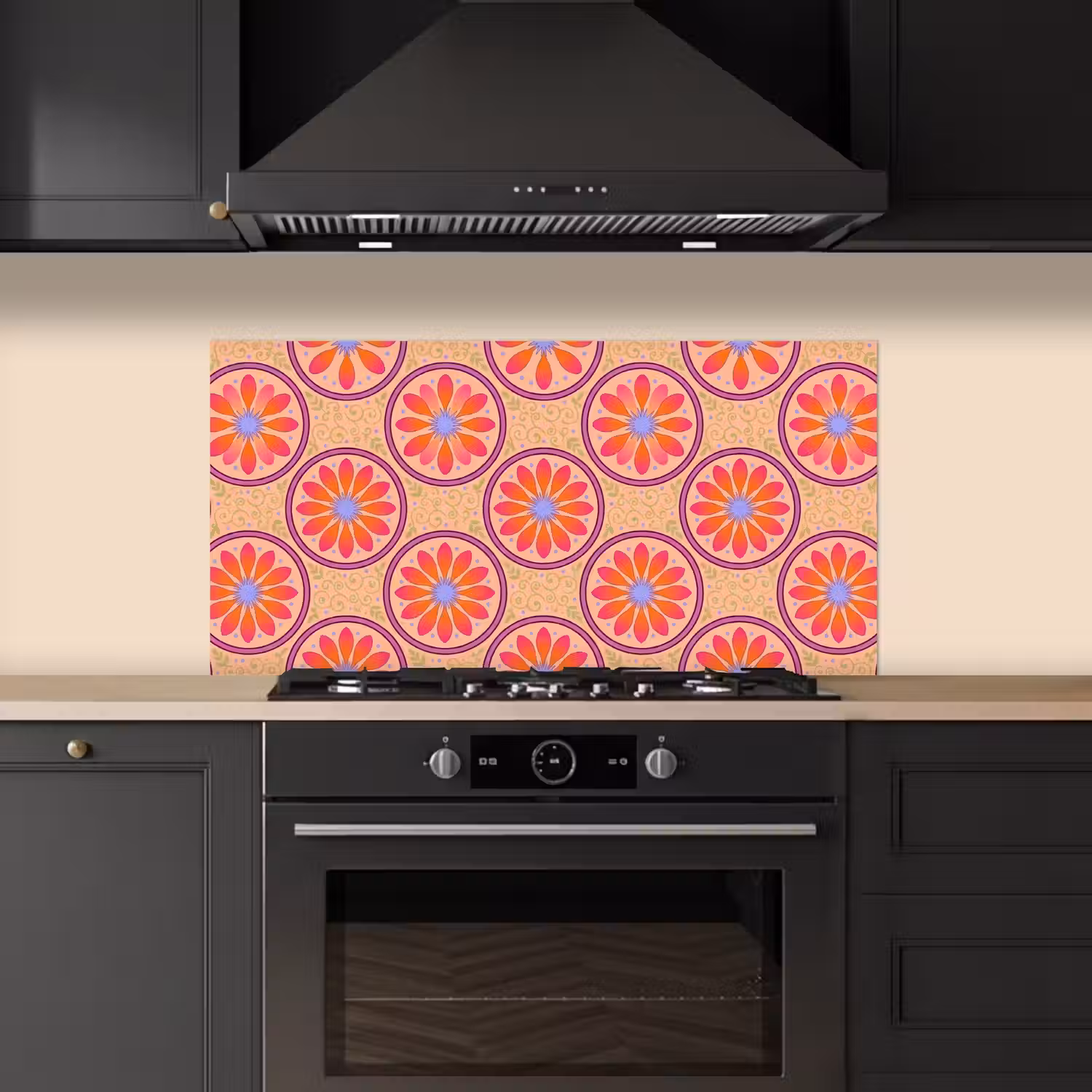Patroon - Bloemen - Decoratief - Kleurrijk - Modern keuken achterwand spatscherm middel -sfeer1