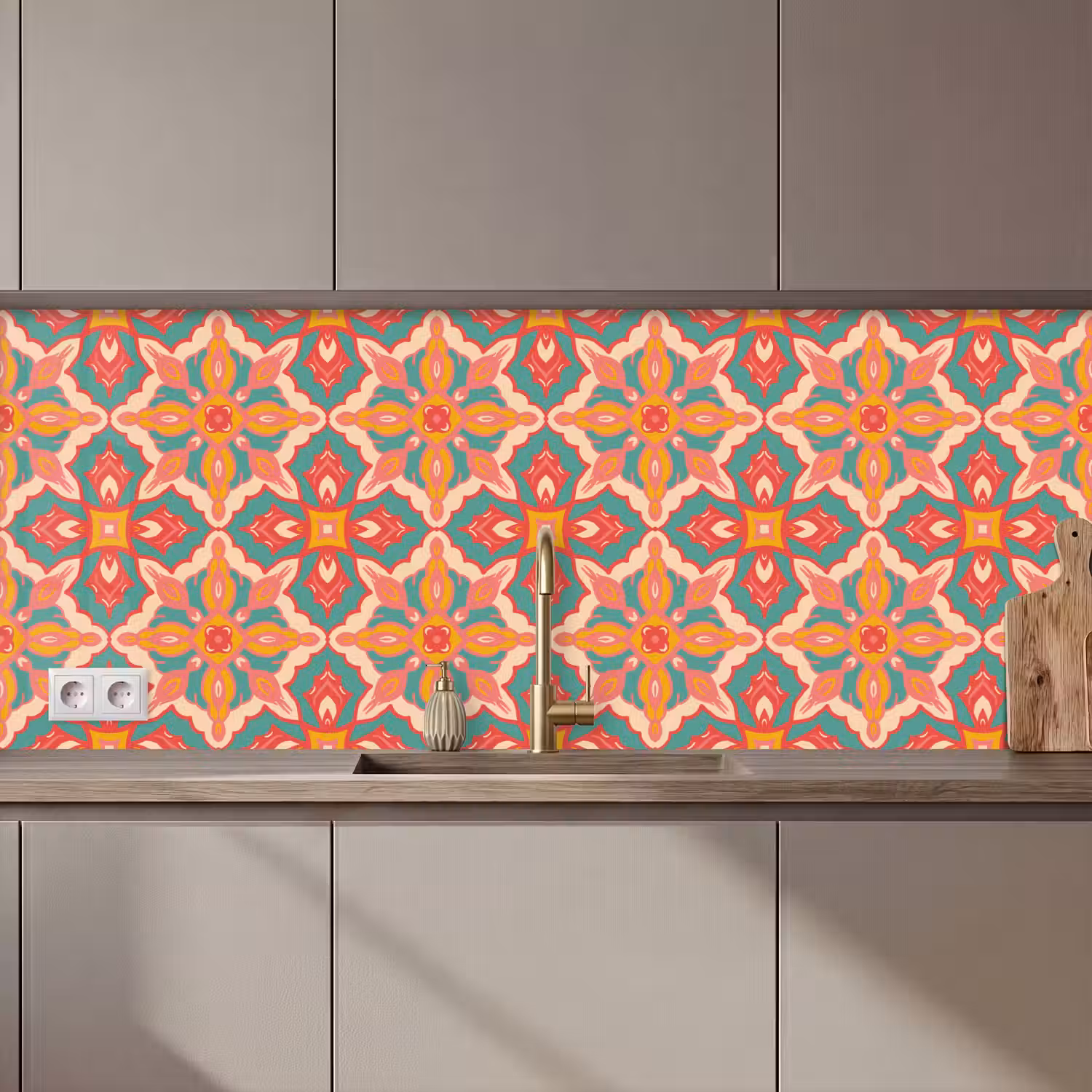 Patroon - Hippie - Oranje keuken achterwand 2 middel 871 zz_3dshopping