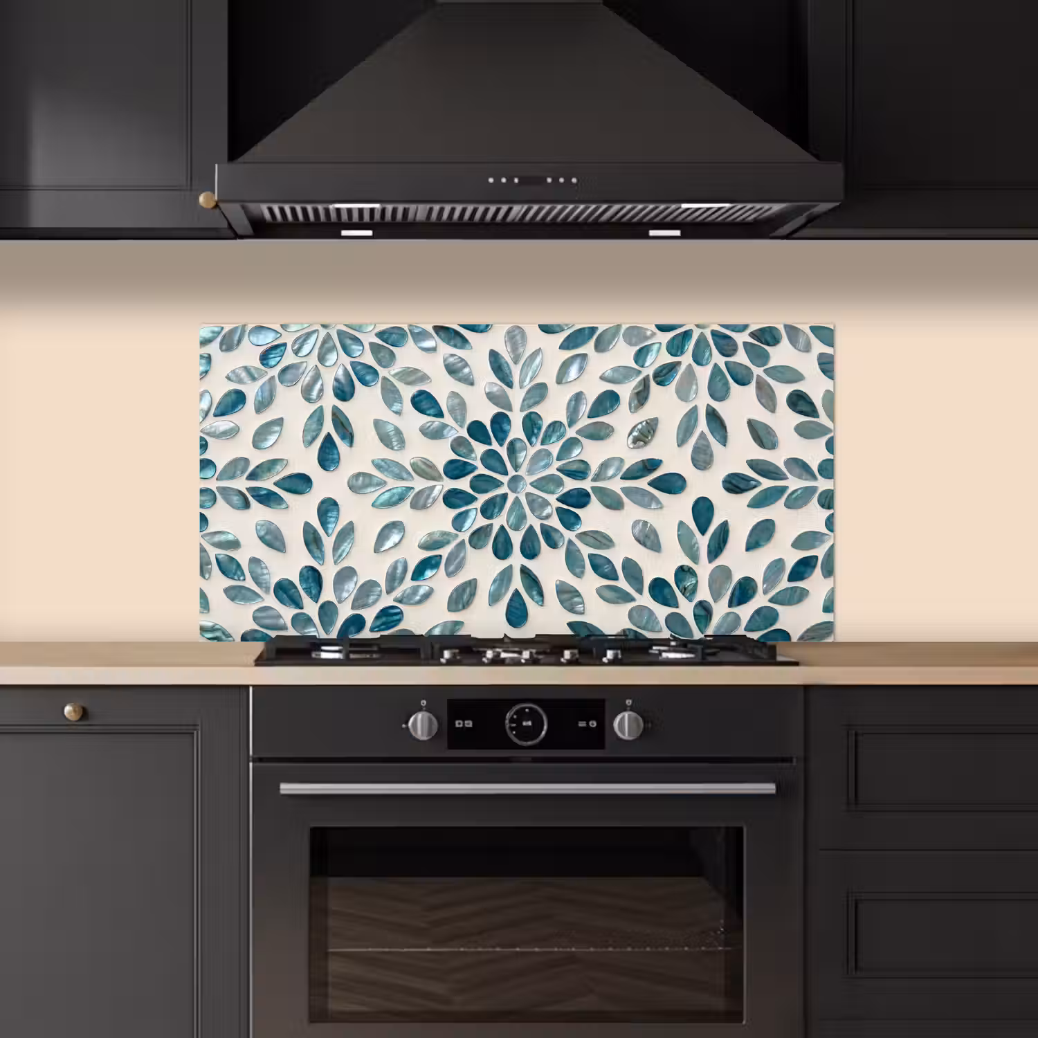 Patroon - Bladeren - Abstract - Modern - Turquoise keuken achterwand spatscherm middel -sfeer1
