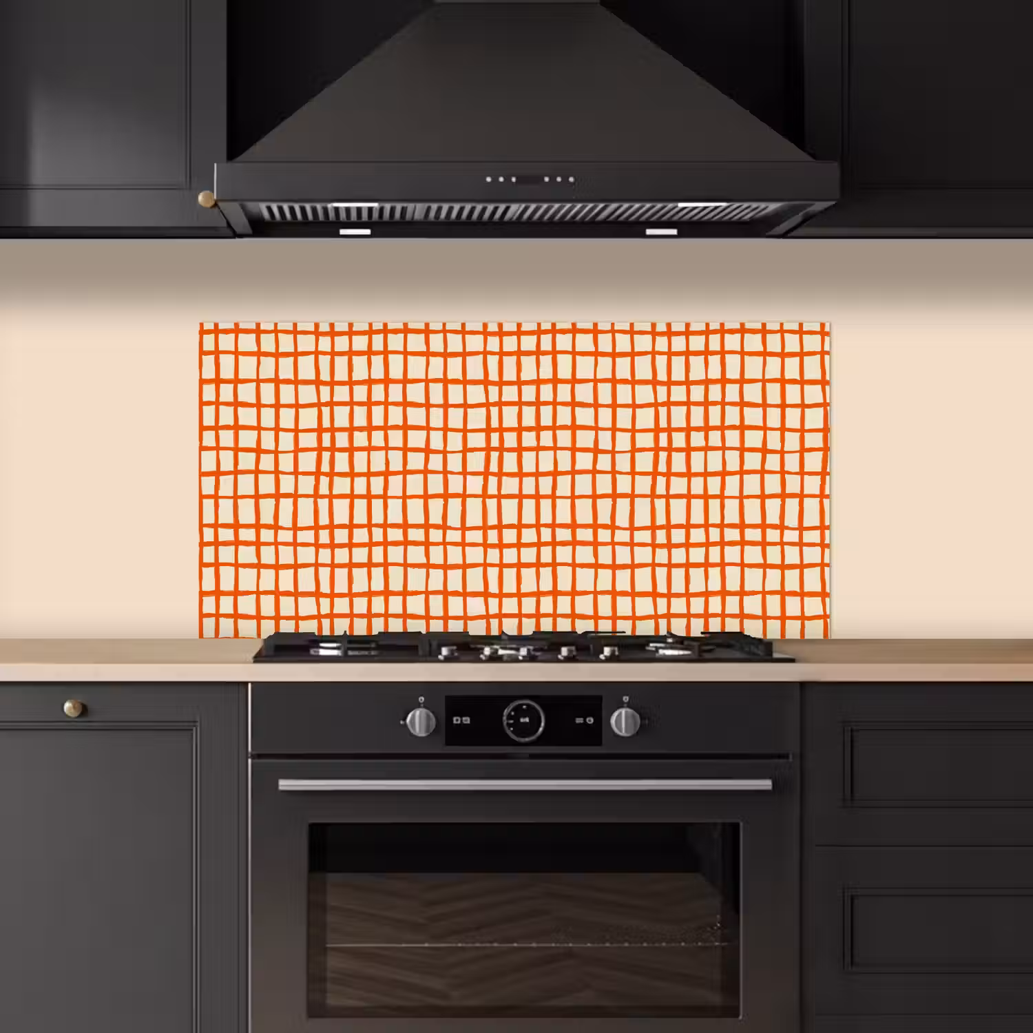 Patroon - Lijnen - Oranje keuken achterwand spatscherm middel 899 -sfeer1
