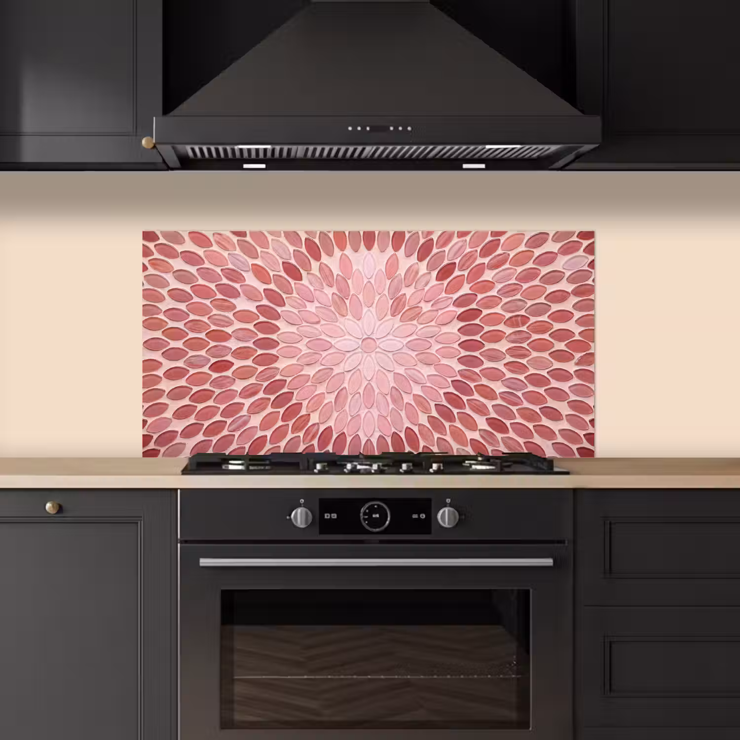 Patroon - Mozaïek - Ovaal - Abstract - Roze keuken achterwand spatscherm middel -sfeer1