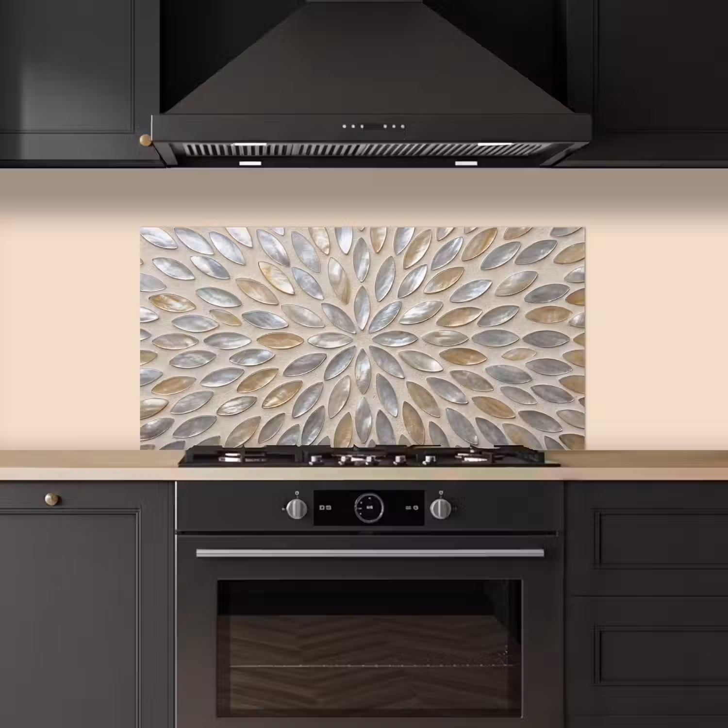Patroon - Ovaal - Glanzend - Abstract - Beige keuken achterwand spatscherm middel -sfeer1
