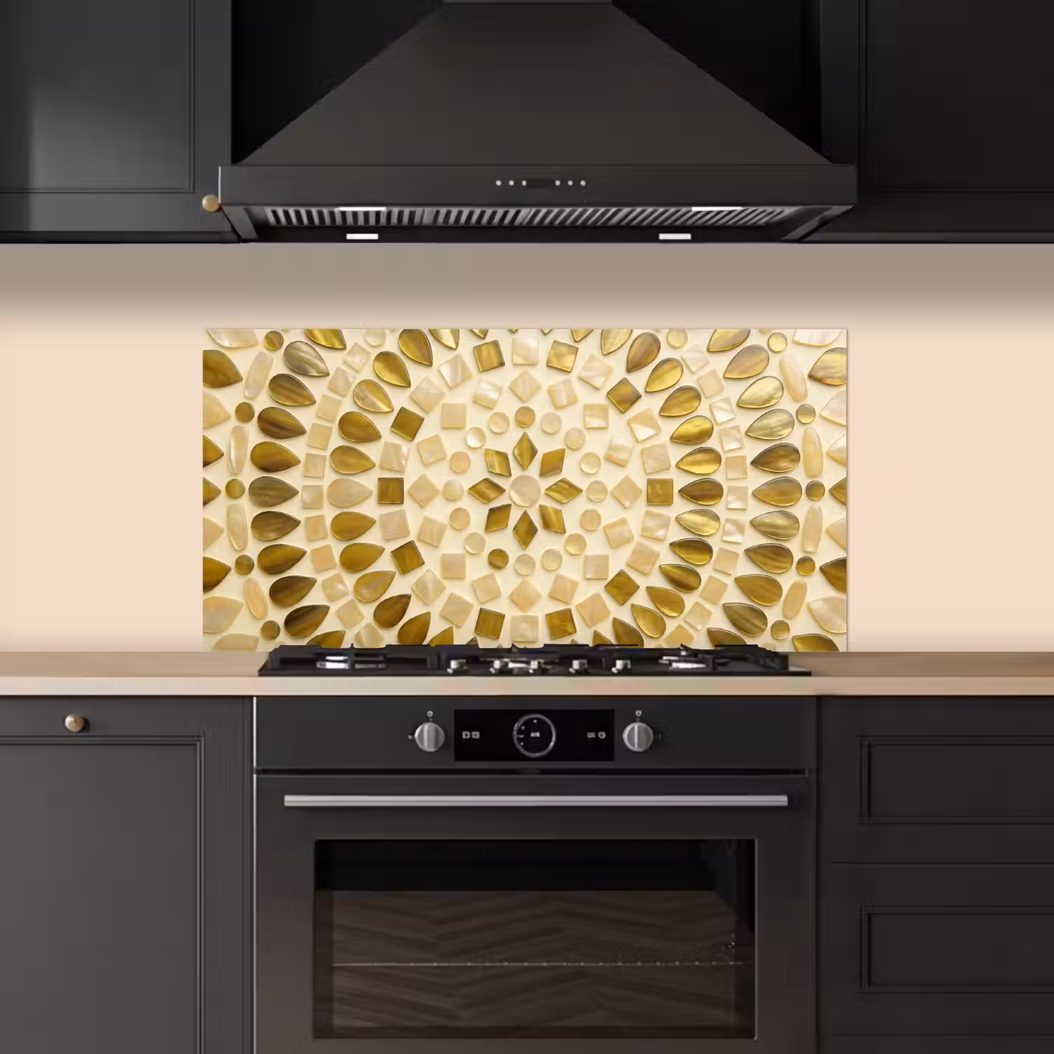 Patroon - Vormen - Mozaïek - Abstract - Goud keuken achterwand spatscherm middel -sfeer1