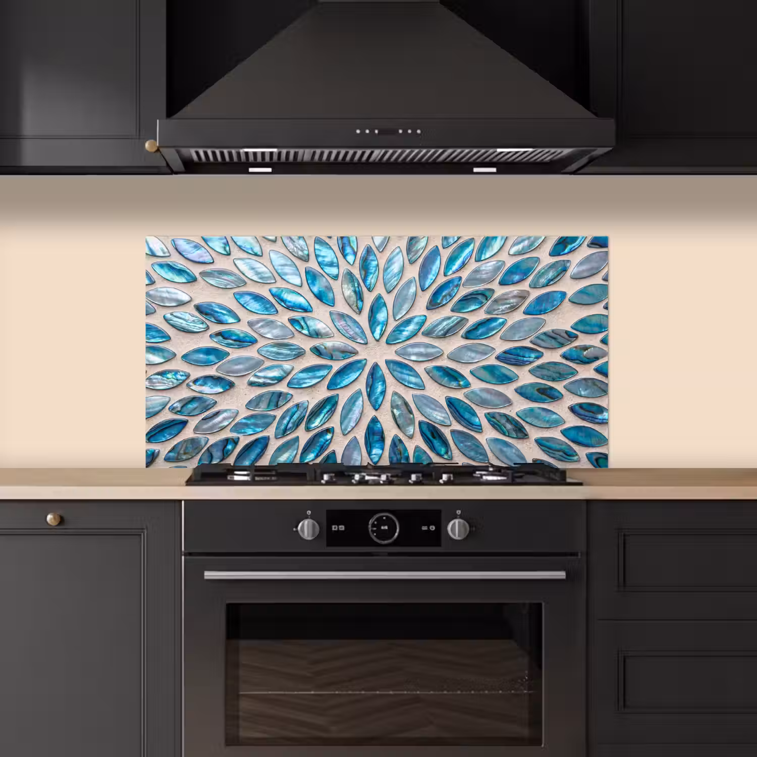 Patroon - Glans - Abstract - Blauw - Decoratie keuken achterwand spatscherm middel -sfeer1