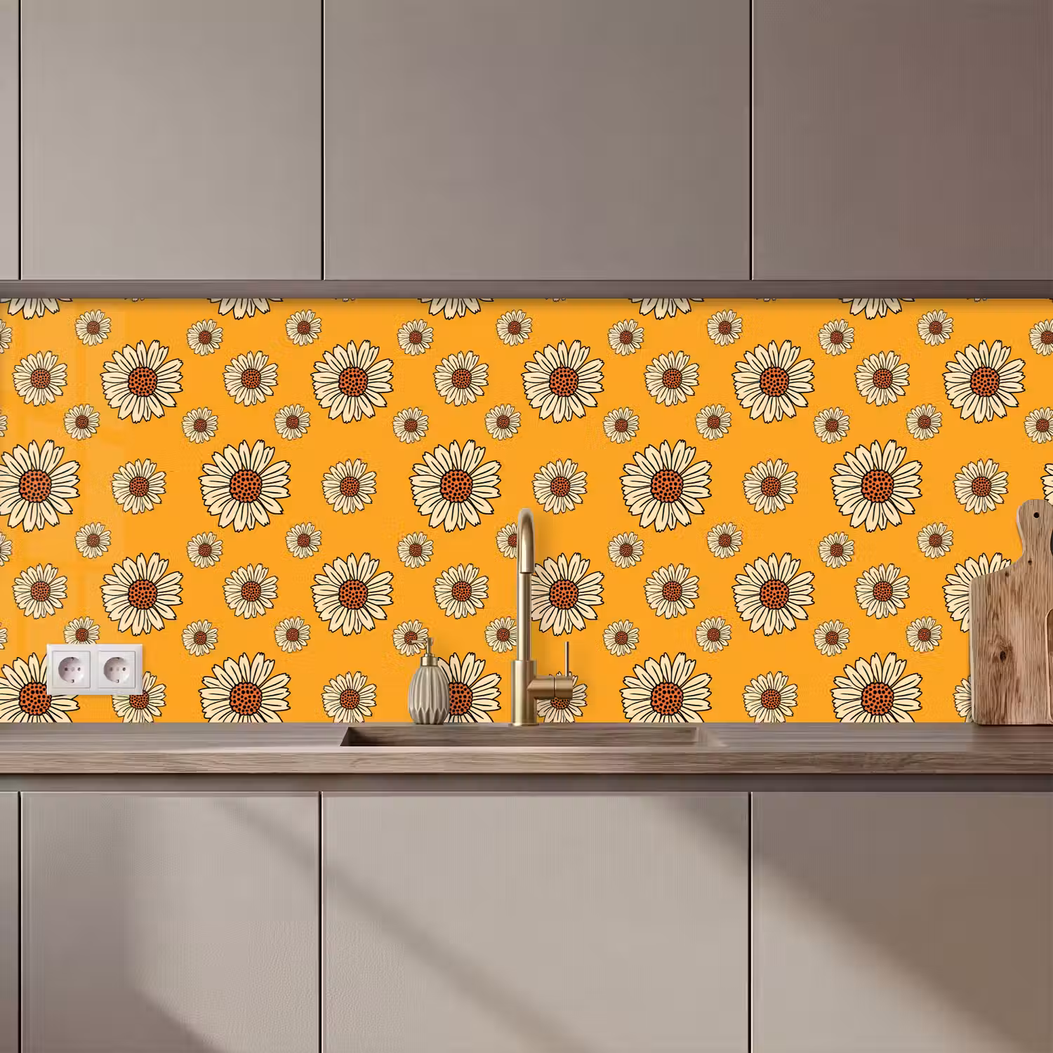 Patronen - Vintage - Bloemen - Geel keuken achterwand 2 middel 871 zz_3dshopping