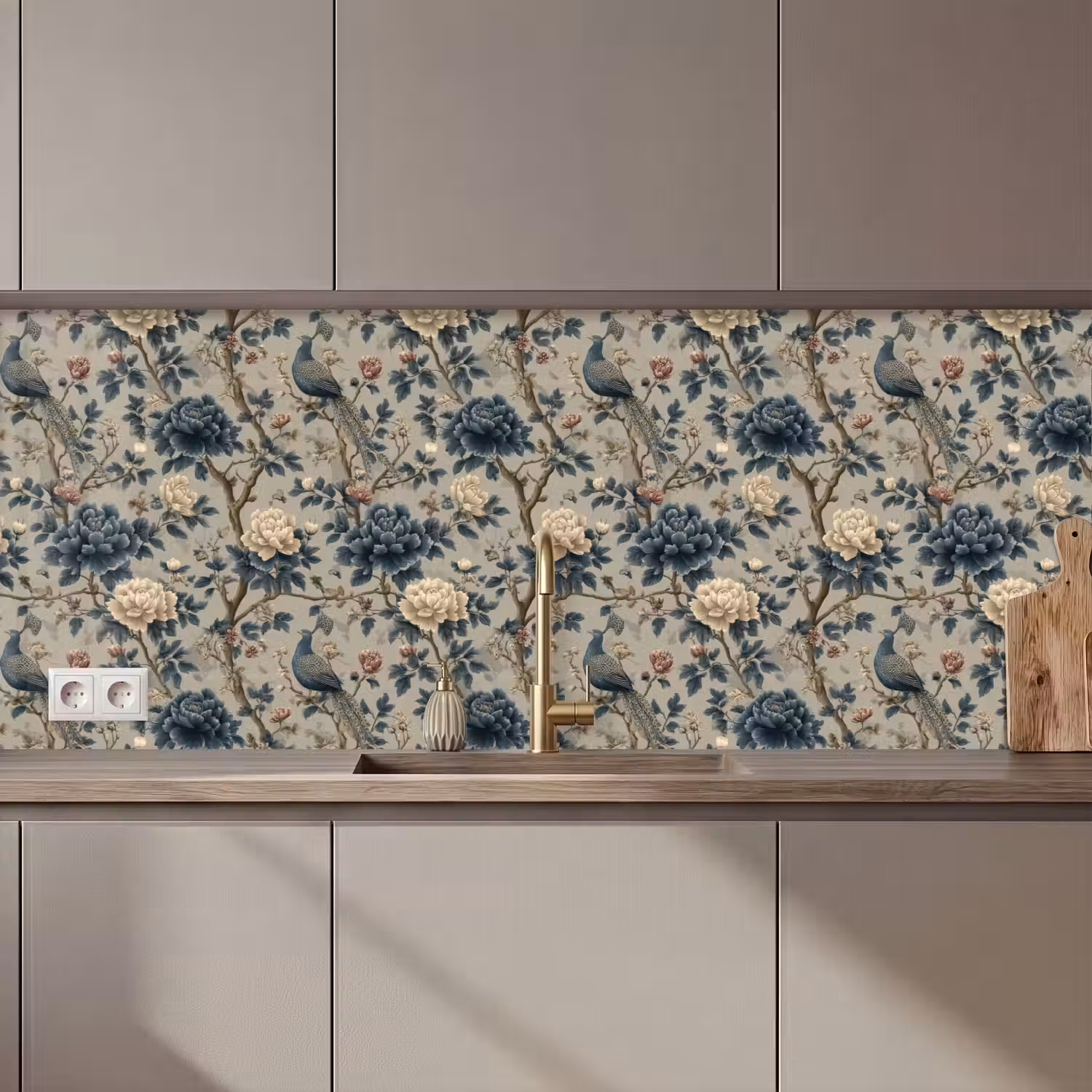 Pauw - Bloemen - Blauw keuken achterwand 2 middel 871 zz_3dshopping