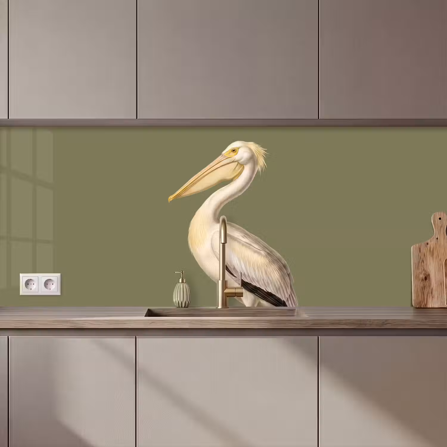 Pelikaan - Wit - Vogel - Klassiek - Natuur keuken achterwand 2 middel zz_3dshopping
