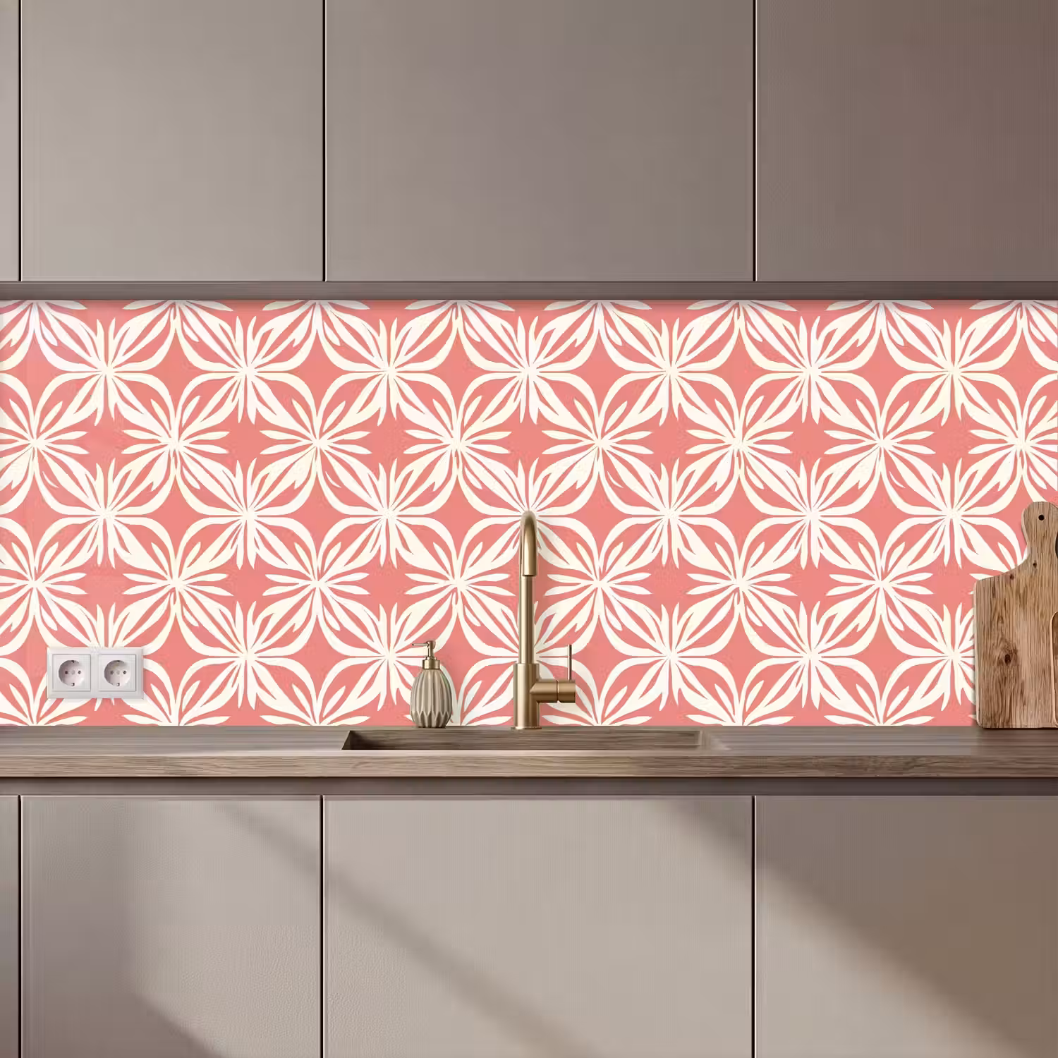 Roze - Bloemenmotief - Wit - Modern keuken achterwand 2 middel 871 zz_3dshopping