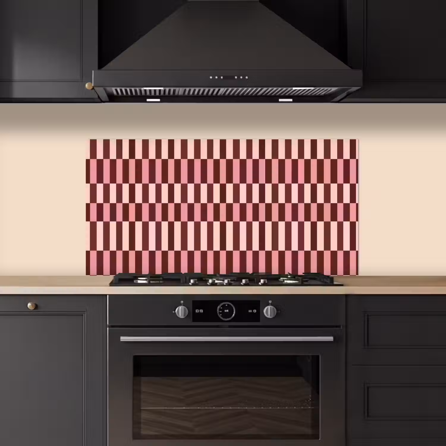 Roze - Rood - Blokjes keuken achterwand spatscherm middel 899 -sfeer1