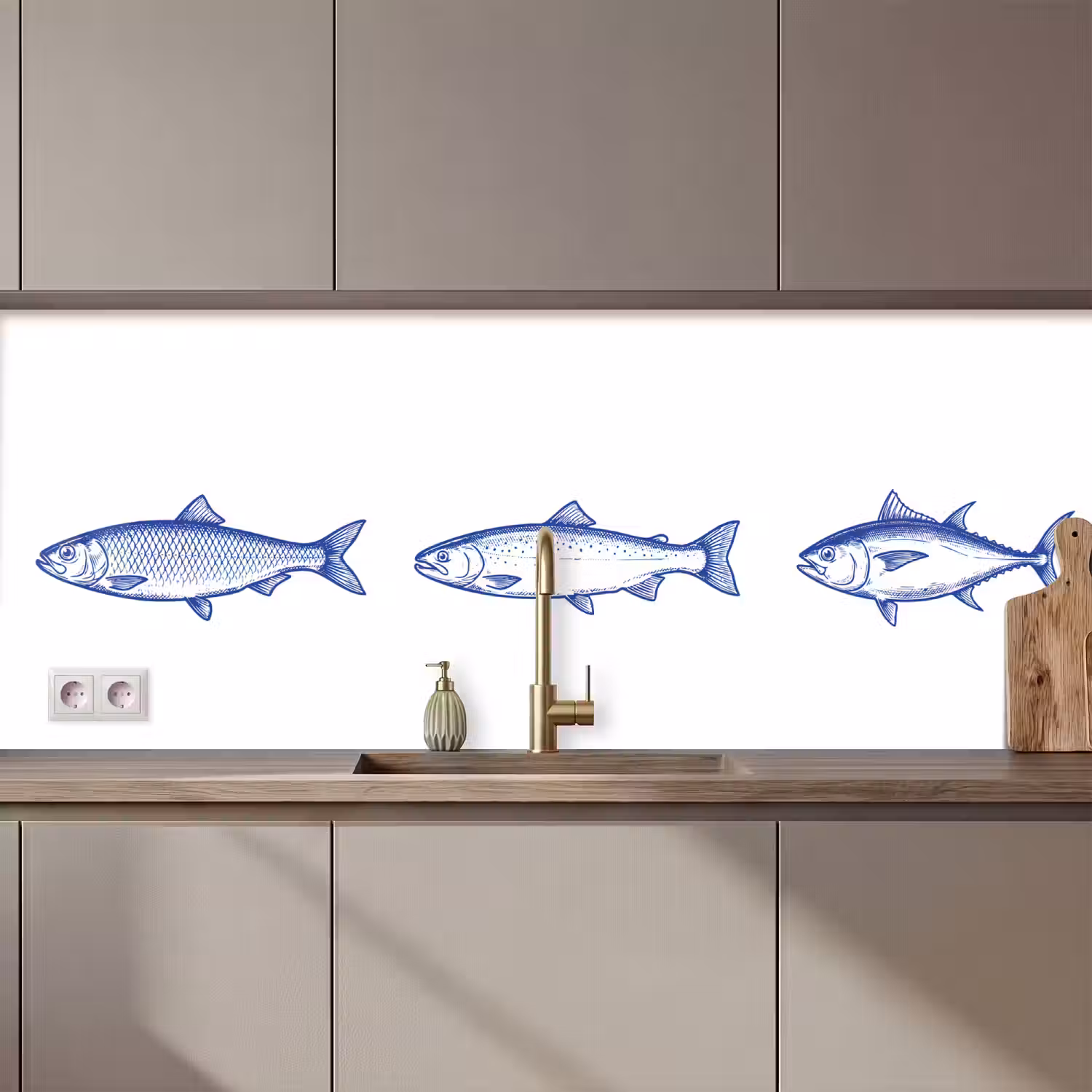 Vissen - Blauw - Wit keuken achterwand 2 middel zz_3dshopping