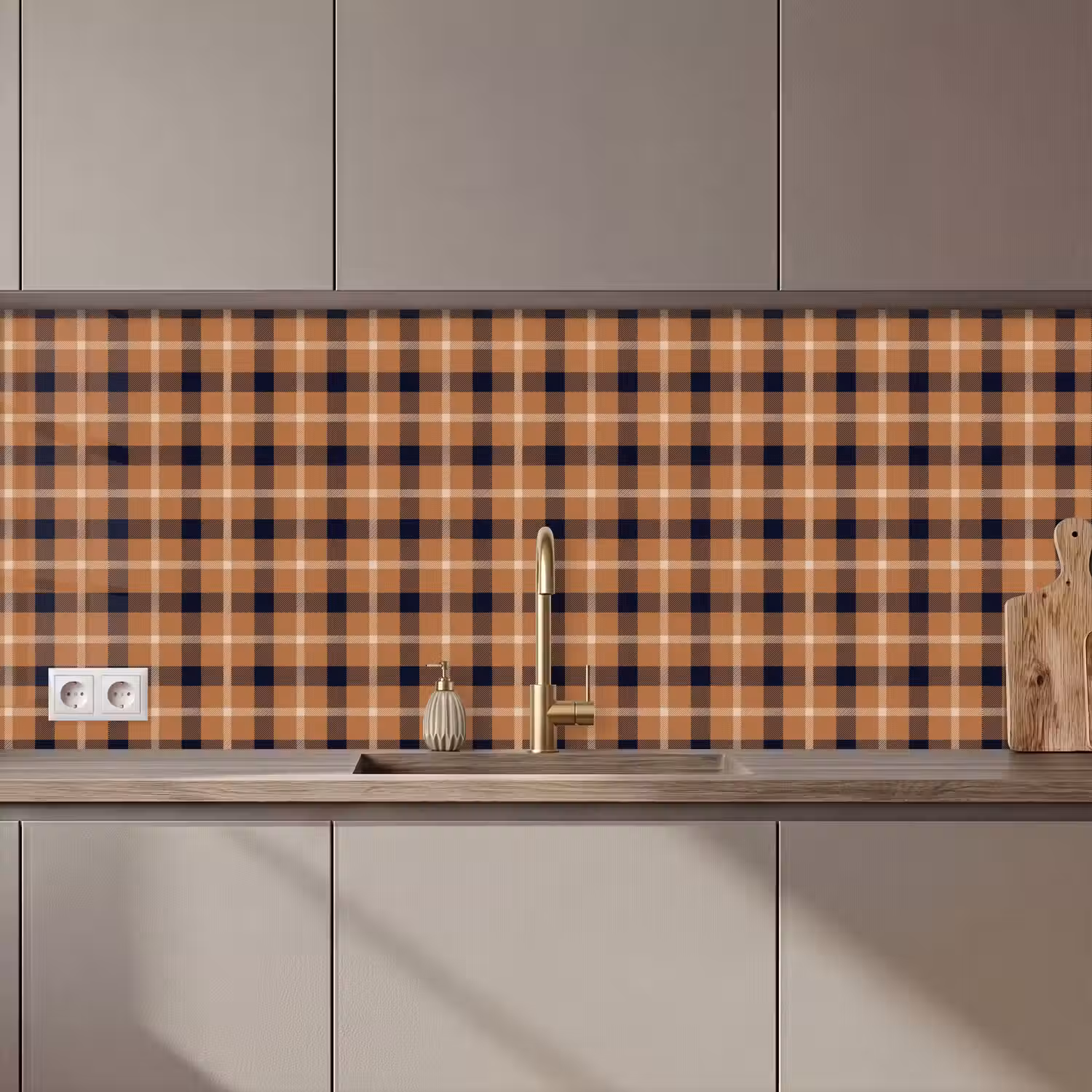 Plaid - Patroon - Vierkant - Bruin keuken achterwand 2 middel 871 zz_3dshopping