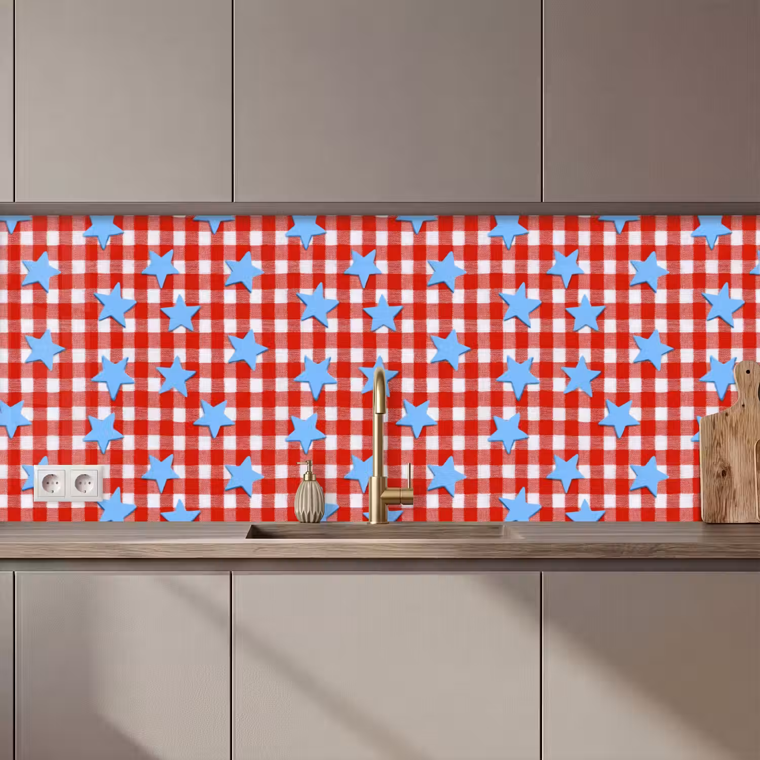 Ruit - Sterren - Rood keuken achterwand 2 middel 871 zz_3dshopping