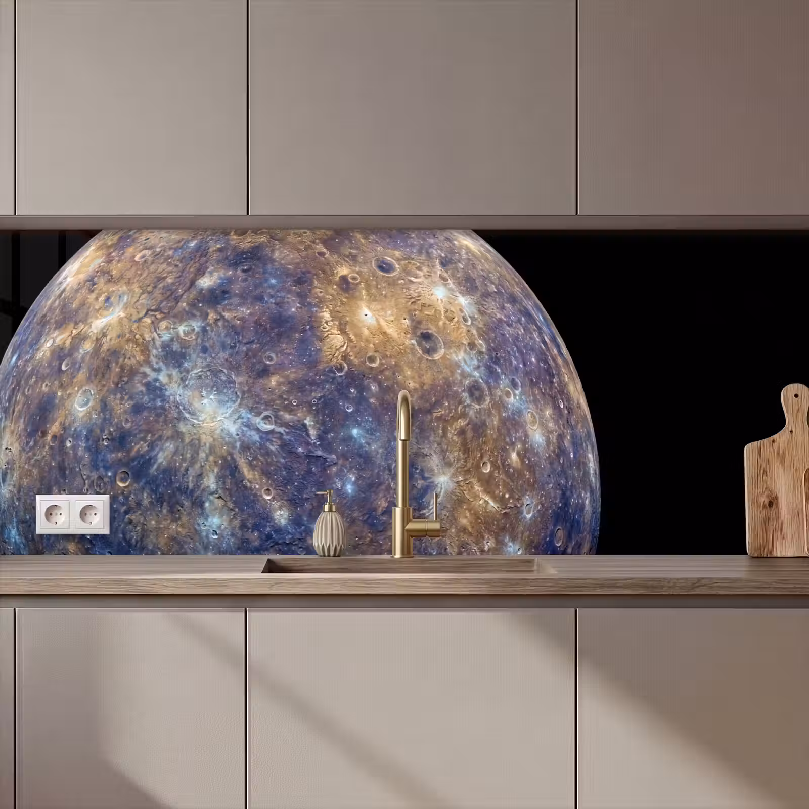 Kitchen Wall Splashback - Planet - Craters - Space - Planeet - Kraters - Ruimte keuken achterwand 2 middel zz_3dshopping