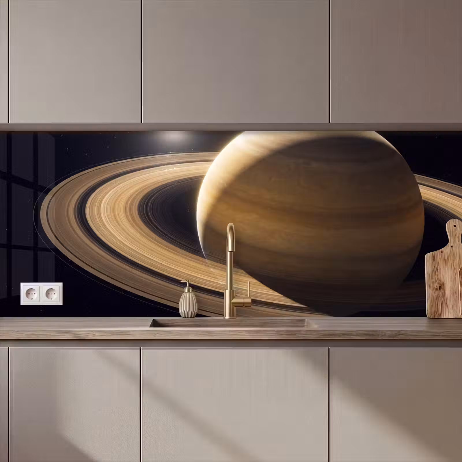 Kitchen Wall Splashback - Planet - Rings - Space - Planeet - Ringen - Ruimte keuken achterwand 2 middel zz_3dshopping