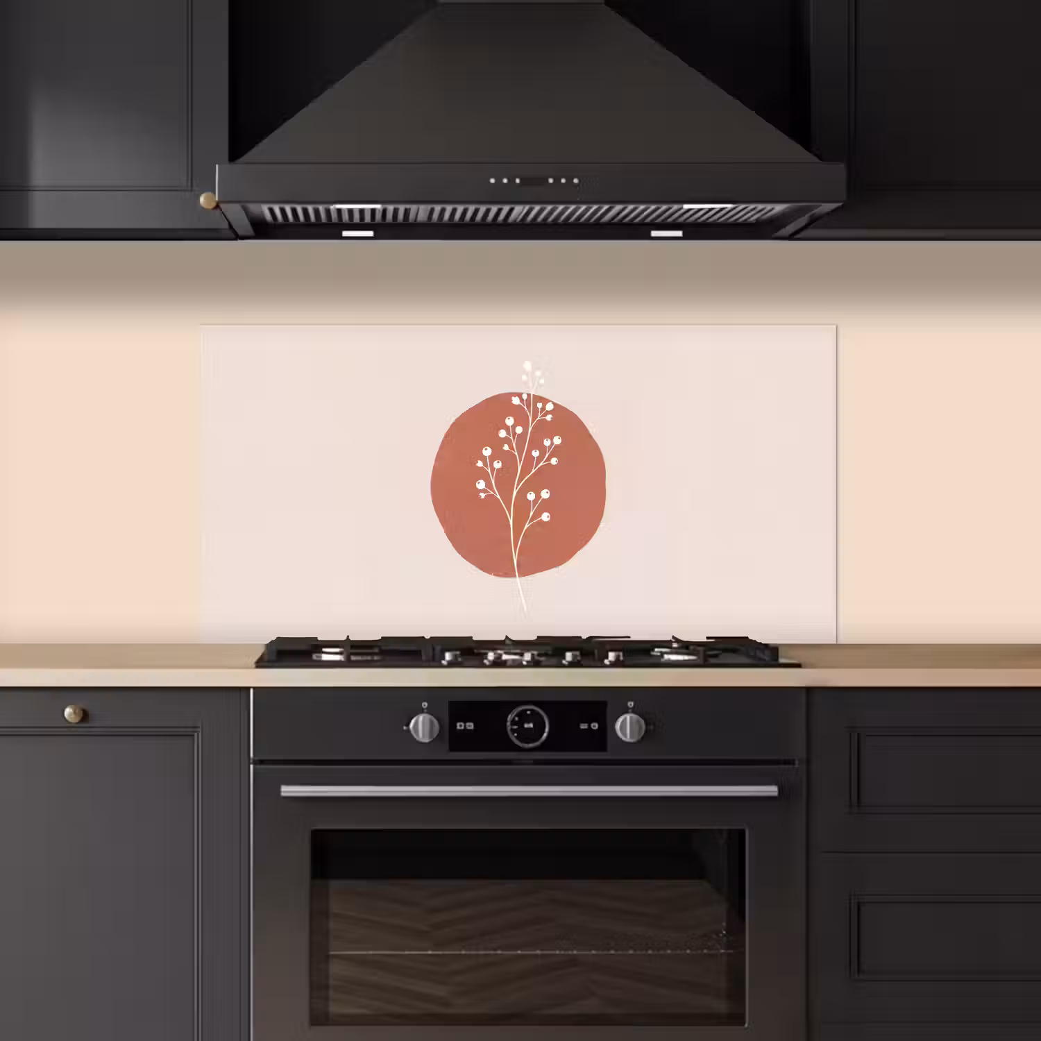Plant - Tak - Abstract - Modern - Wit keuken achterwand spatscherm middel -sfeer1