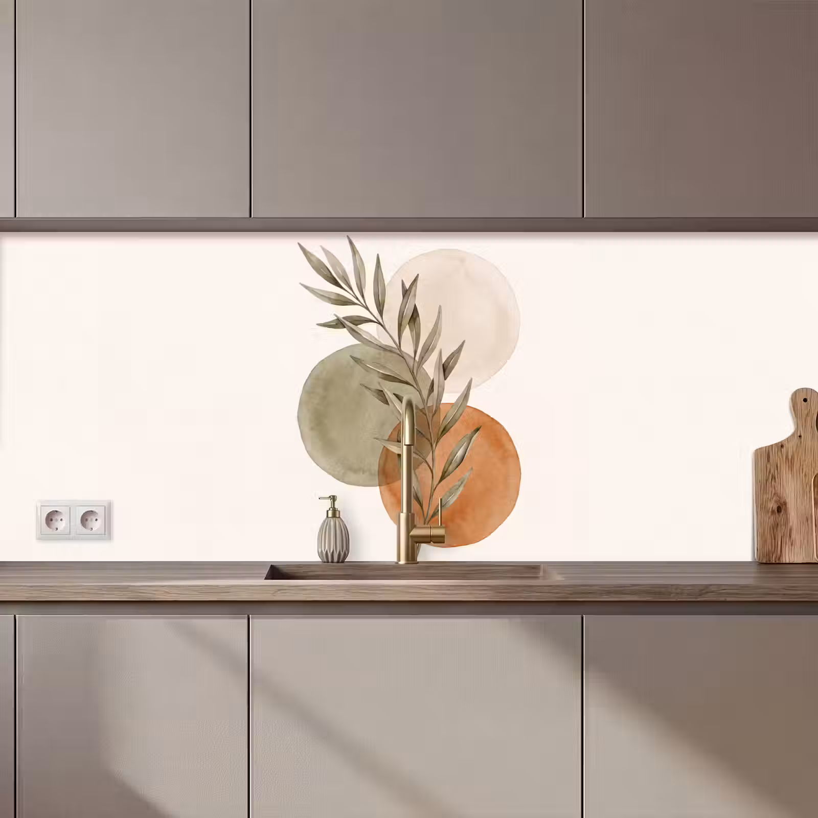 Kitchen Wall Splashback - Plant - Circles - Abstract - Plant - Cirkels - Abstract keuken achterwand 2 middel zz_3dshopping