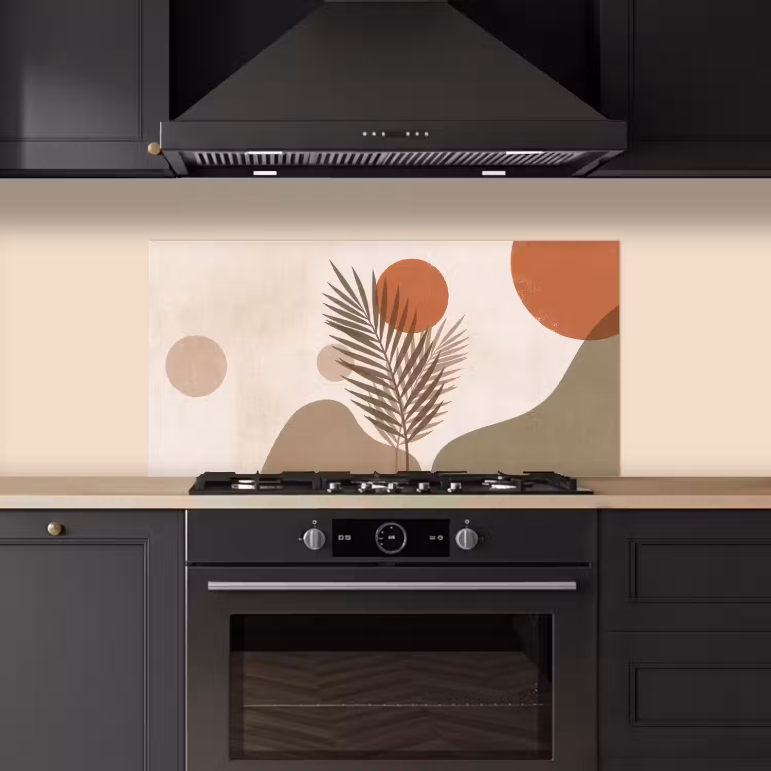 Planten - Bladeren - Abstract - Modern - Beige keuken achterwand spatscherm middel -sfeer1
