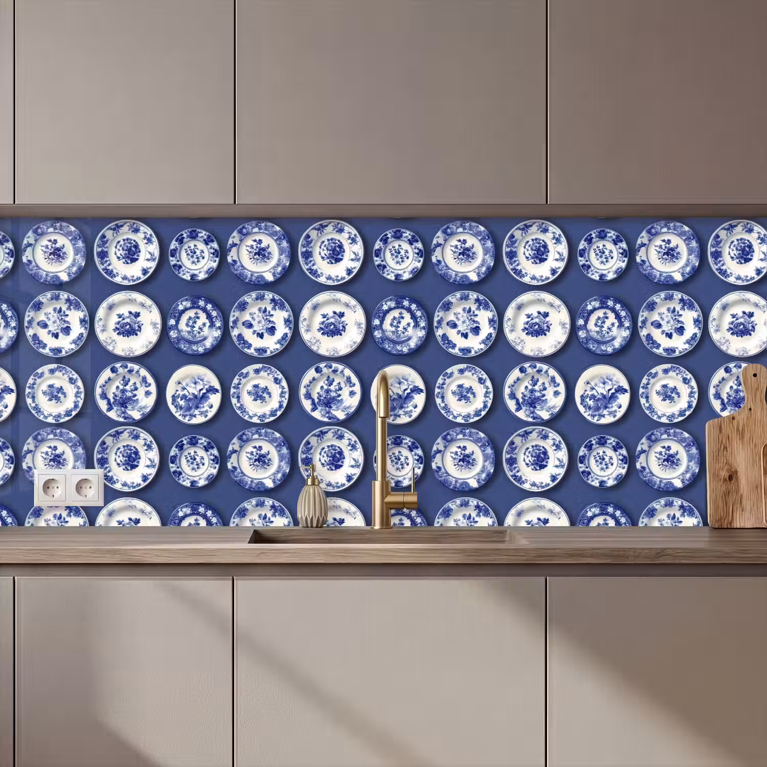 Borden - Floraal - Blauw keuken achterwand 2 middel 871 zz_3dshopping