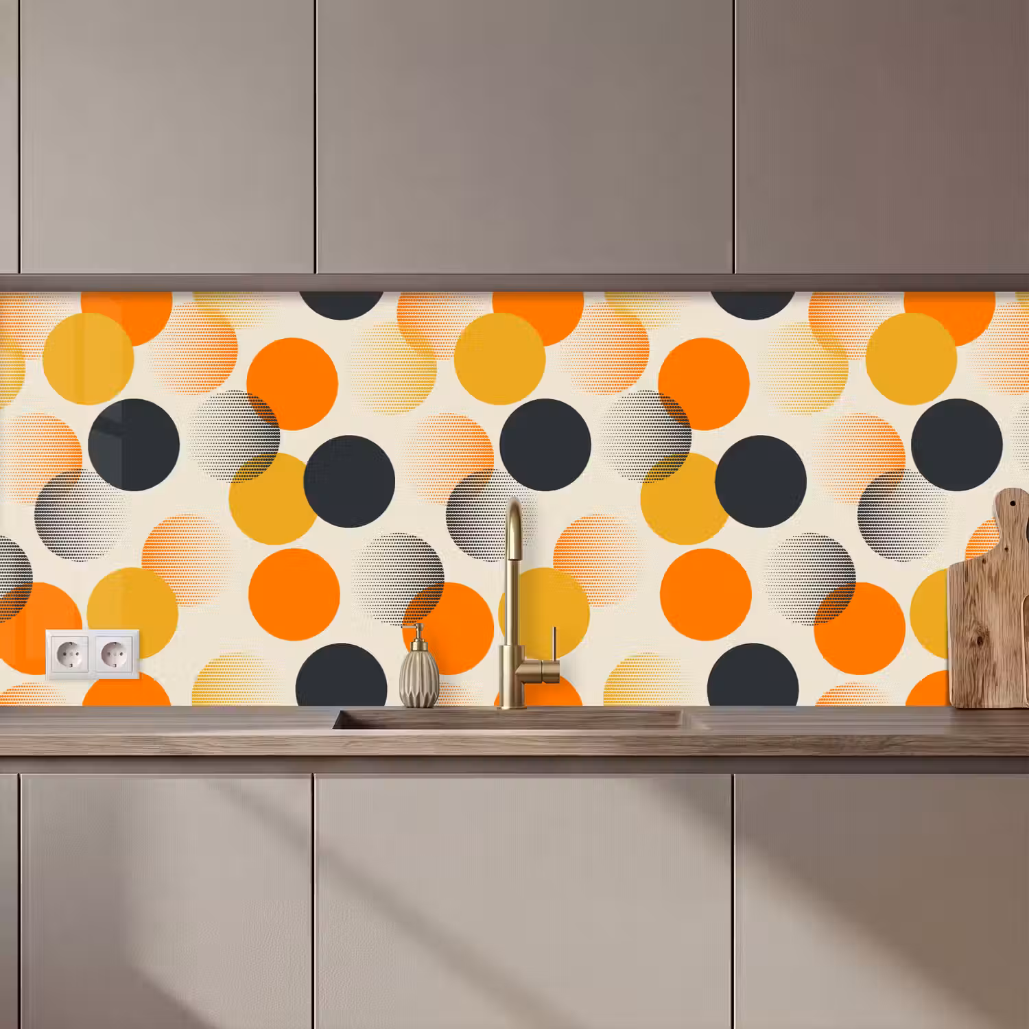 Polkadot - Design - Retro - Oranje keuken achterwand 2 middel 871 zz_3dshopping