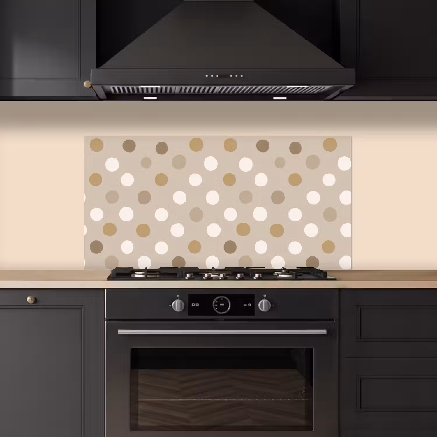 Polka - Dots - Beige keuken achterwand spatscherm middel 899 -sfeer1
