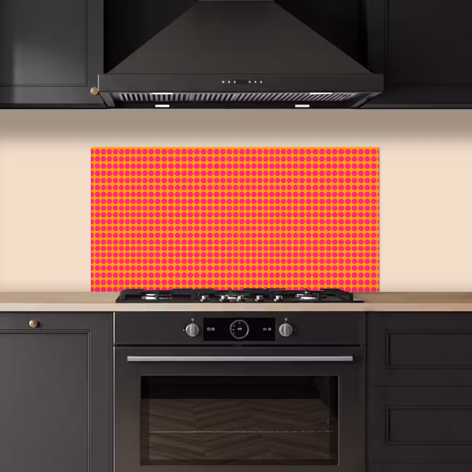 Stippen - Patroon - Oranje keuken achterwand spatscherm middel 899 -sfeer1