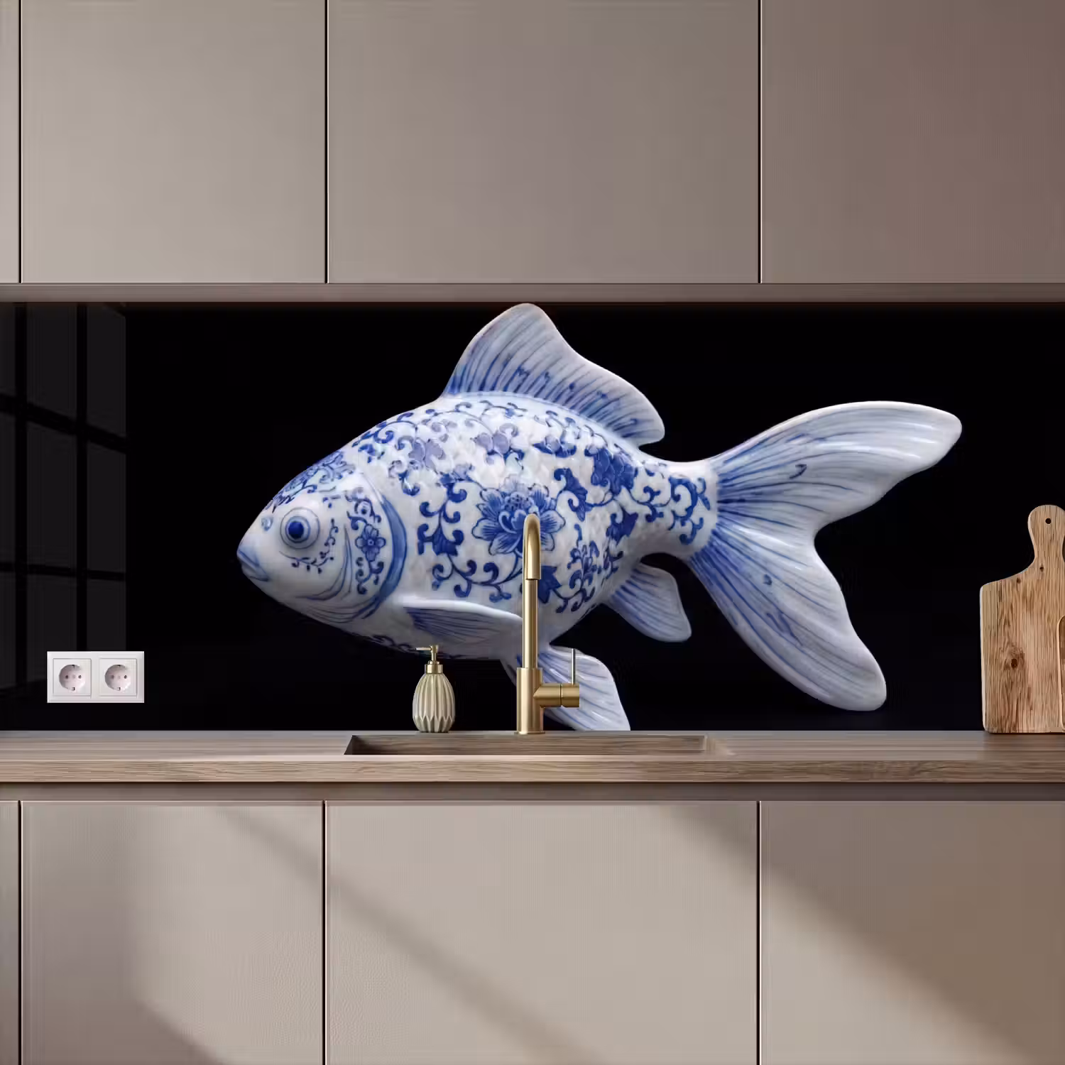 Porselein - Goudvis - Delfts - Blauw keuken achterwand 2 middel zz_3dshopping