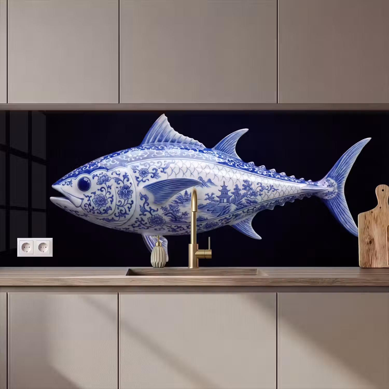 Porselein - Tonijn - Delfts - Blauw keuken achterwand 2 middel zz_3dshopping