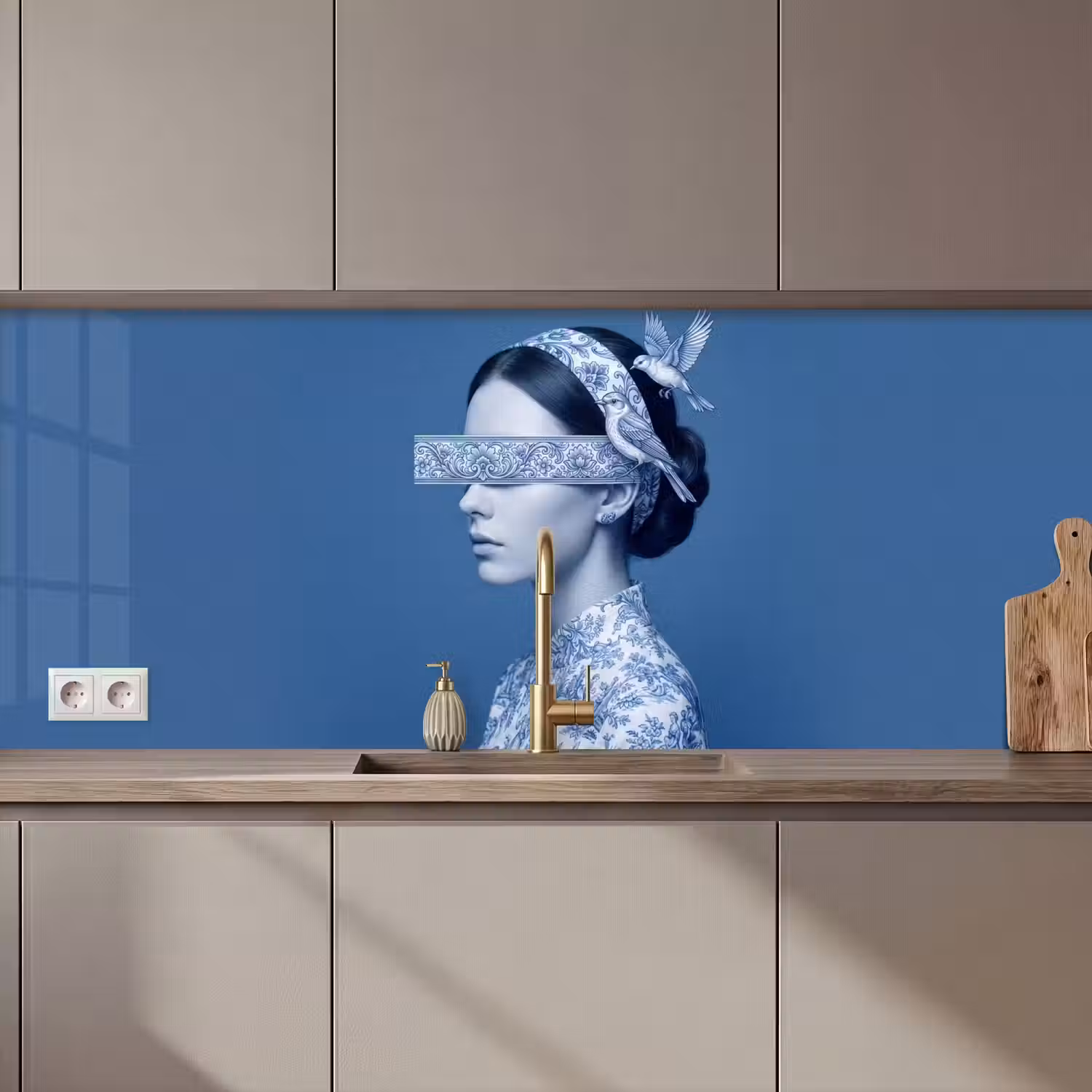 Portret - Klassiek - Wit - Blauw keuken achterwand 2 middel zz_3dshopping