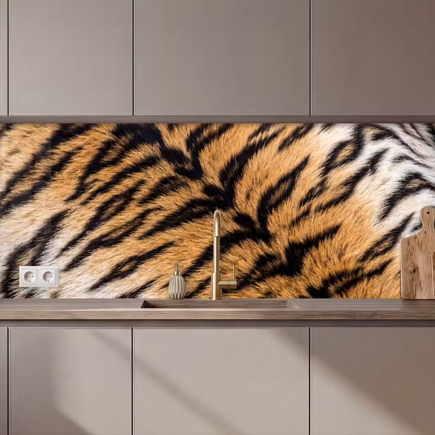 Realistisch - Tijgervacht - Zwart keuken achterwand 2 middel zz_3dshopping