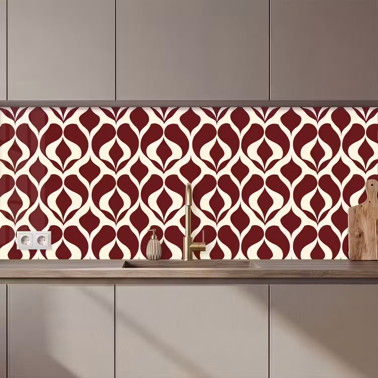 Rood - Druppelpatroon - Grafisch keuken achterwand 2 middel 871 zz_3dshopping