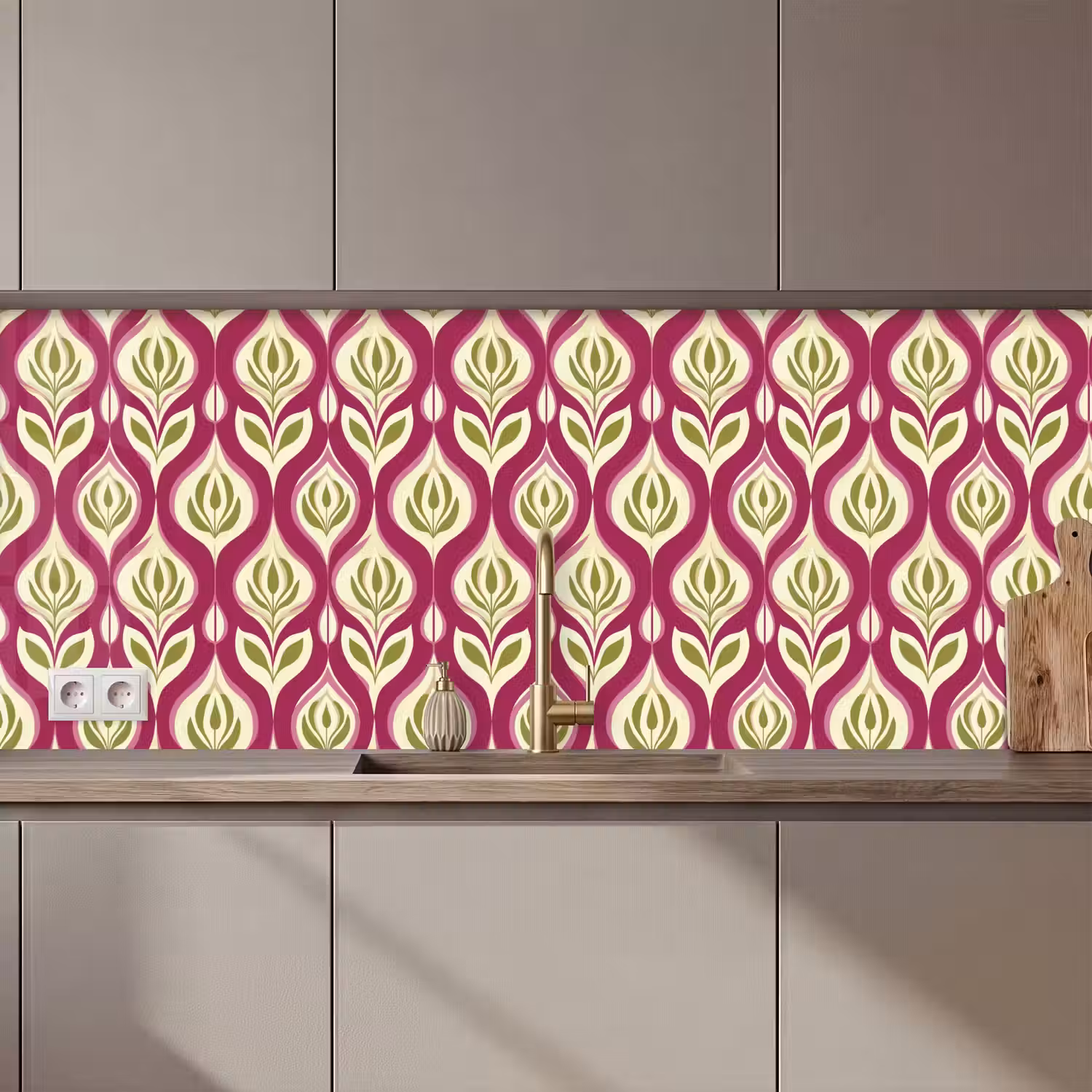 Retro - Floraal - Paars keuken achterwand 2 middel 871 zz_3dshopping