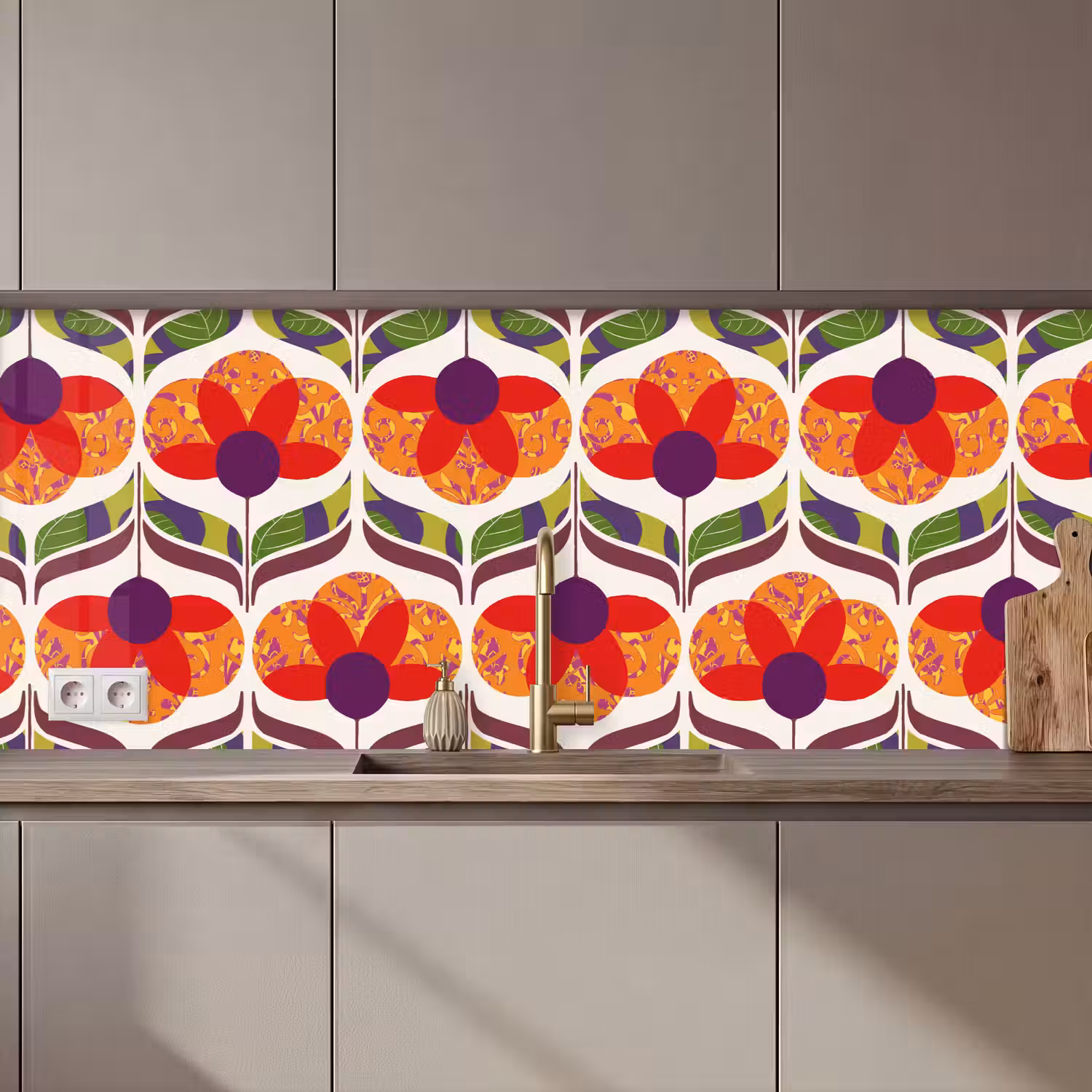 Retro - Flower Power - Vintage - Kleuren keuken achterwand 2 middel 871 zz_3dshopping
