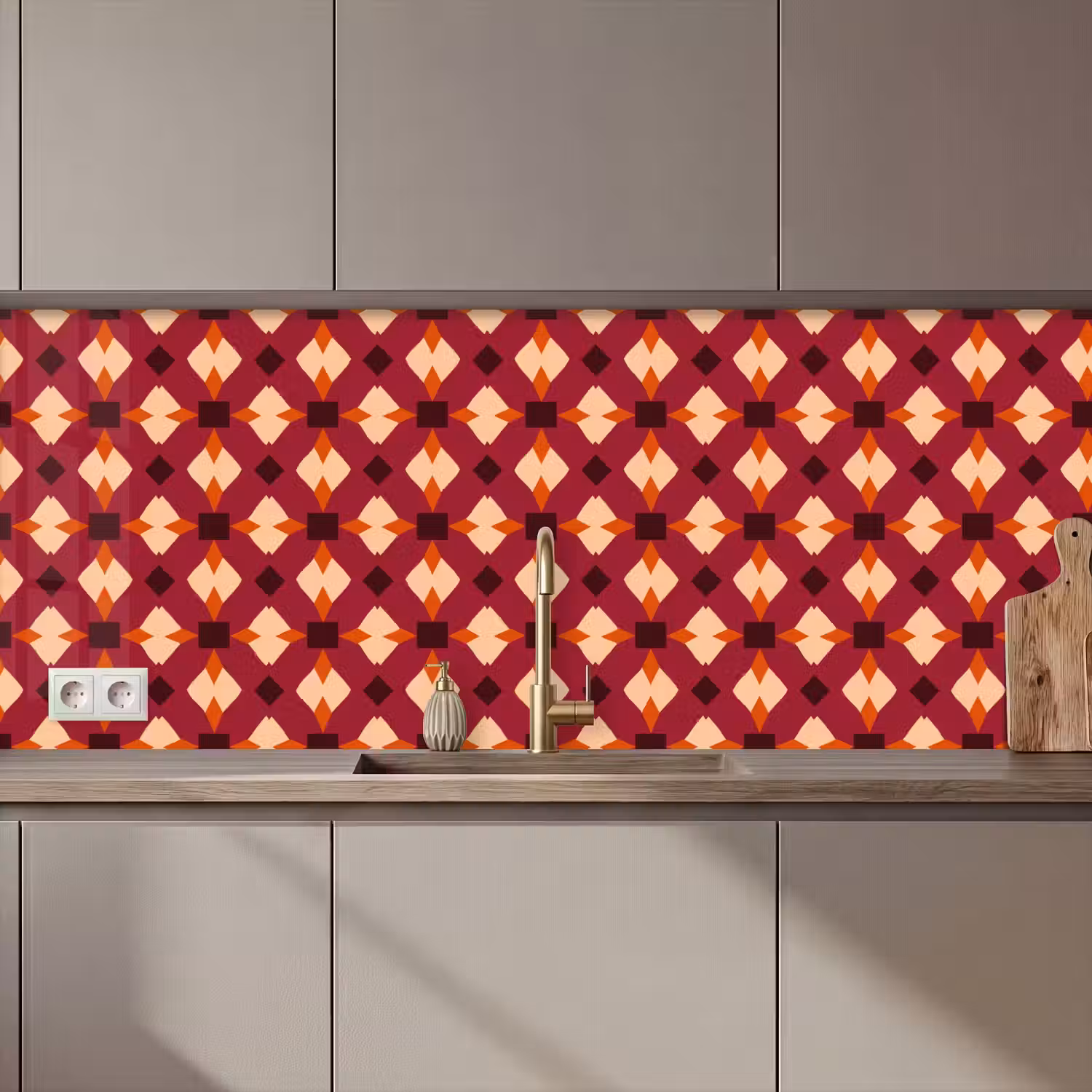 Retro - Patroon - Kleurrijk keuken achterwand 2 middel 871 zz_3dshopping