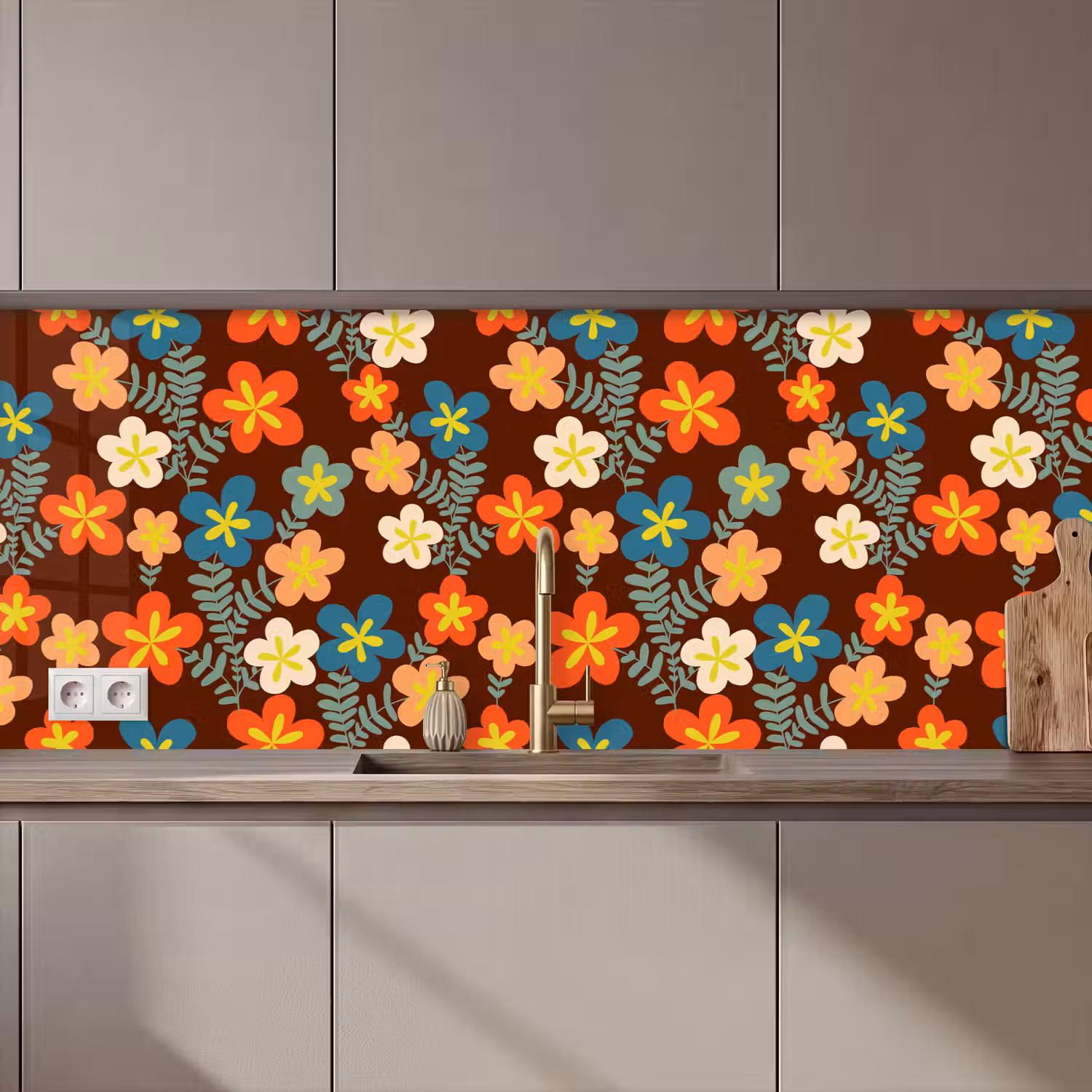 Retro - Patronen - Bloemen - Jaren 70 keuken achterwand 2 middel 871 zz_3dshopping
