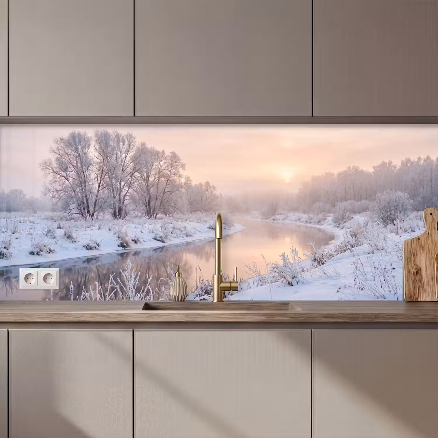 Rivier - Winter - Landschap - Sneeuw - Zonsopgang keuken achterwand 2 middel zz_3dshopping