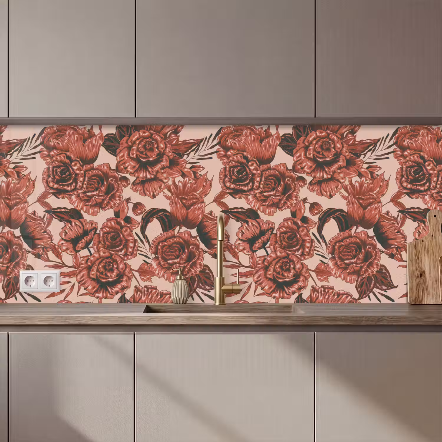 Roos - Patroon - Bloemen keuken achterwand 2 middel 871 zz_3dshopping