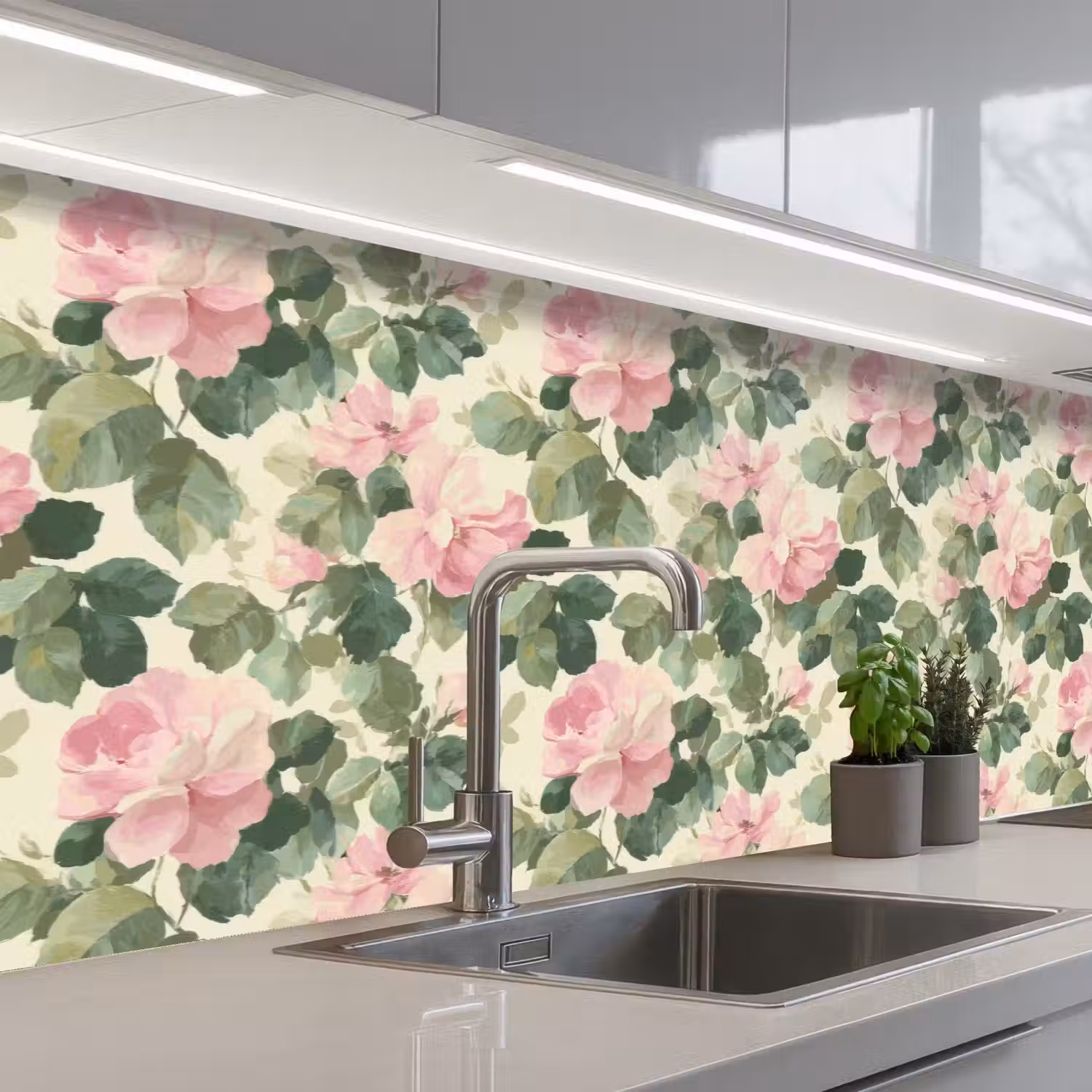 Rozen - Botanisch - Roze keuken achterwand 2 groot 857 -3d_schuin