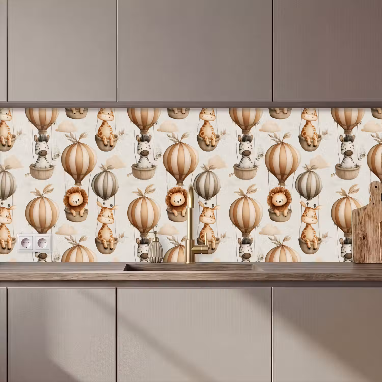 Safari - Luchtballonen - Taupe keuken achterwand 2 middel 871 zz_3dshopping