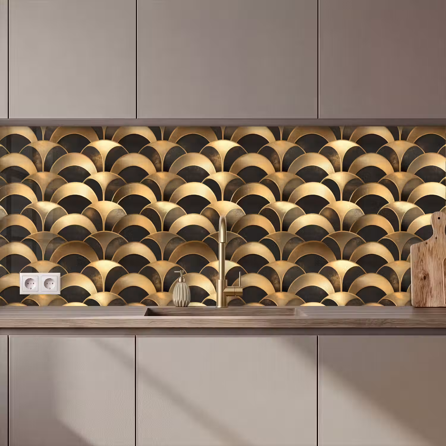 Schubben - Structuur - Goud keuken achterwand 2 middel 871 zz_3dshopping