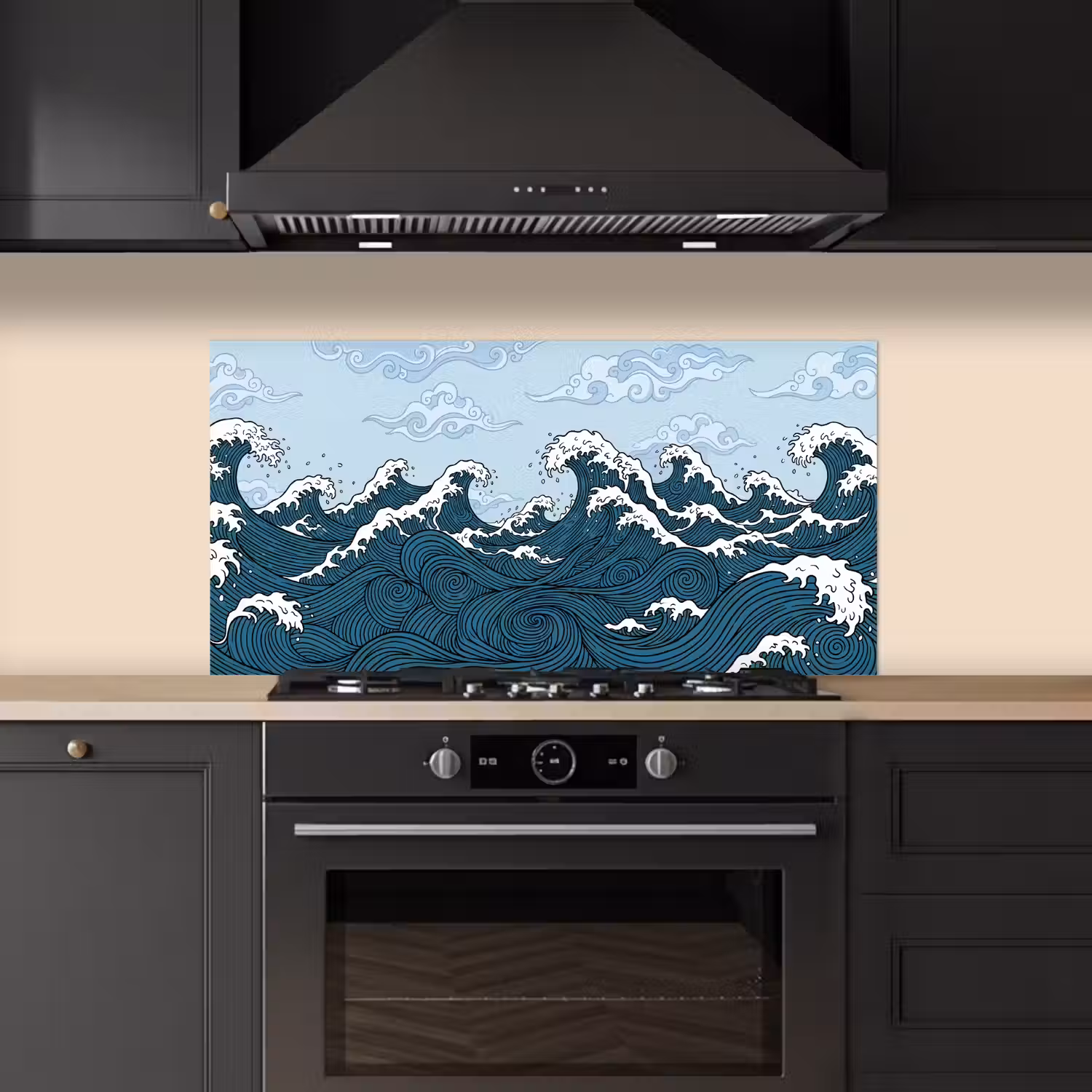 Zee - Golven - Japans - Natuur - Blauw keuken achterwand spatscherm middel -sfeer1