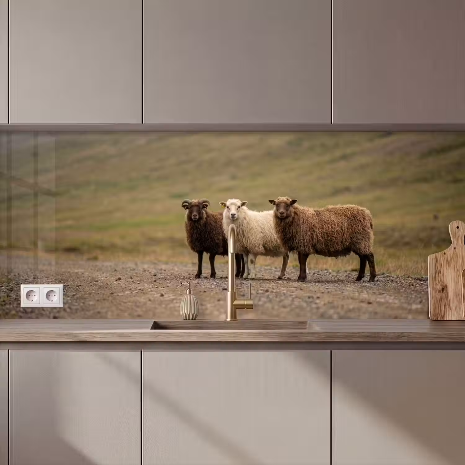 Schapen - Bruin - Wit - Grindpad keuken achterwand 2 middel zz_3dshopping
