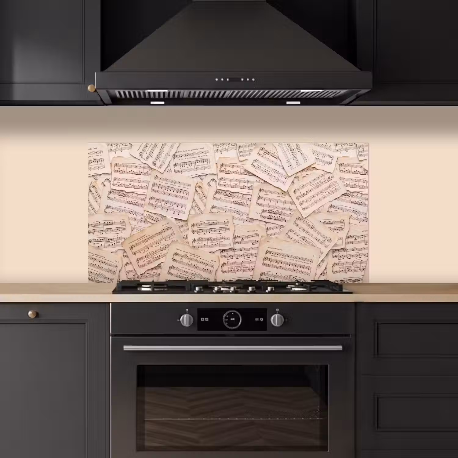 Bladmuziek - Oud - Noten - Vintage - Beige keuken achterwand spatscherm middel -sfeer1